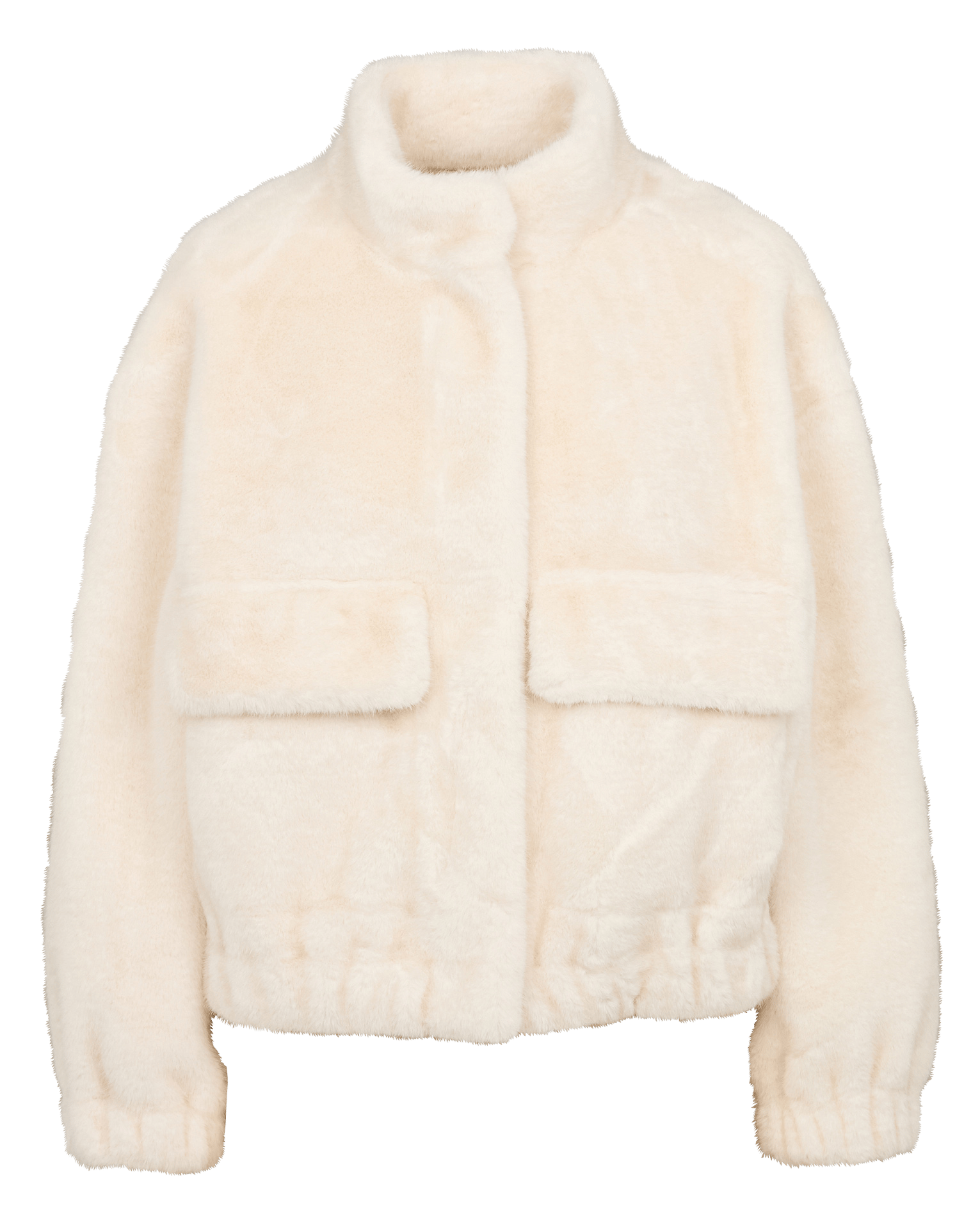 Ruime jas met opstaande kraag en imitatiebont in paros BA&SH Beige