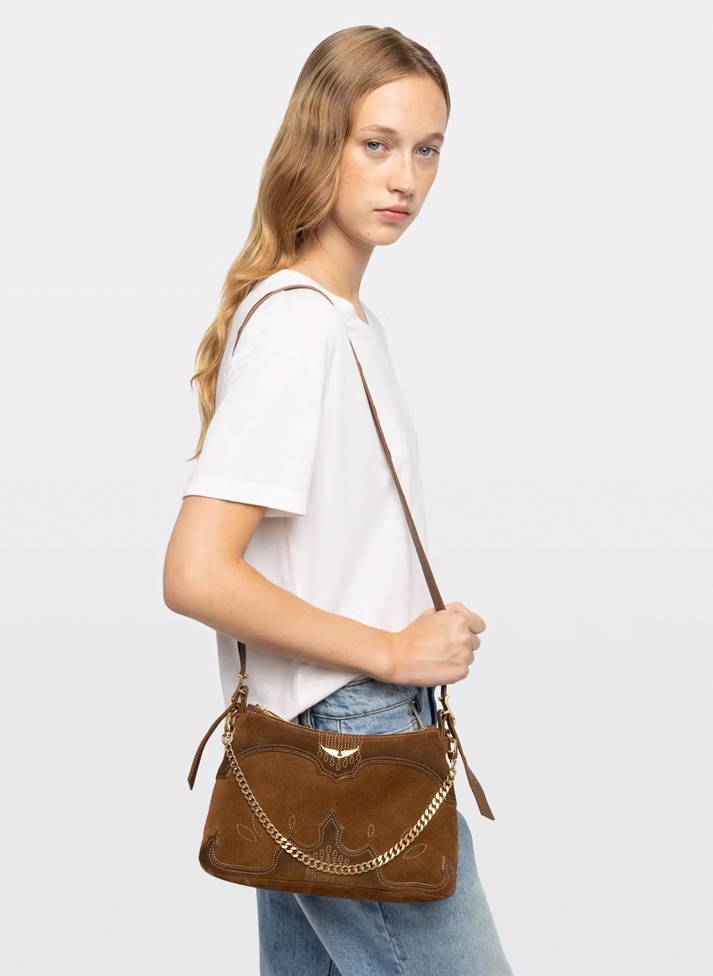 Schoudertas van mini-jim leer ZADIG&VOLTAIRE Bruin