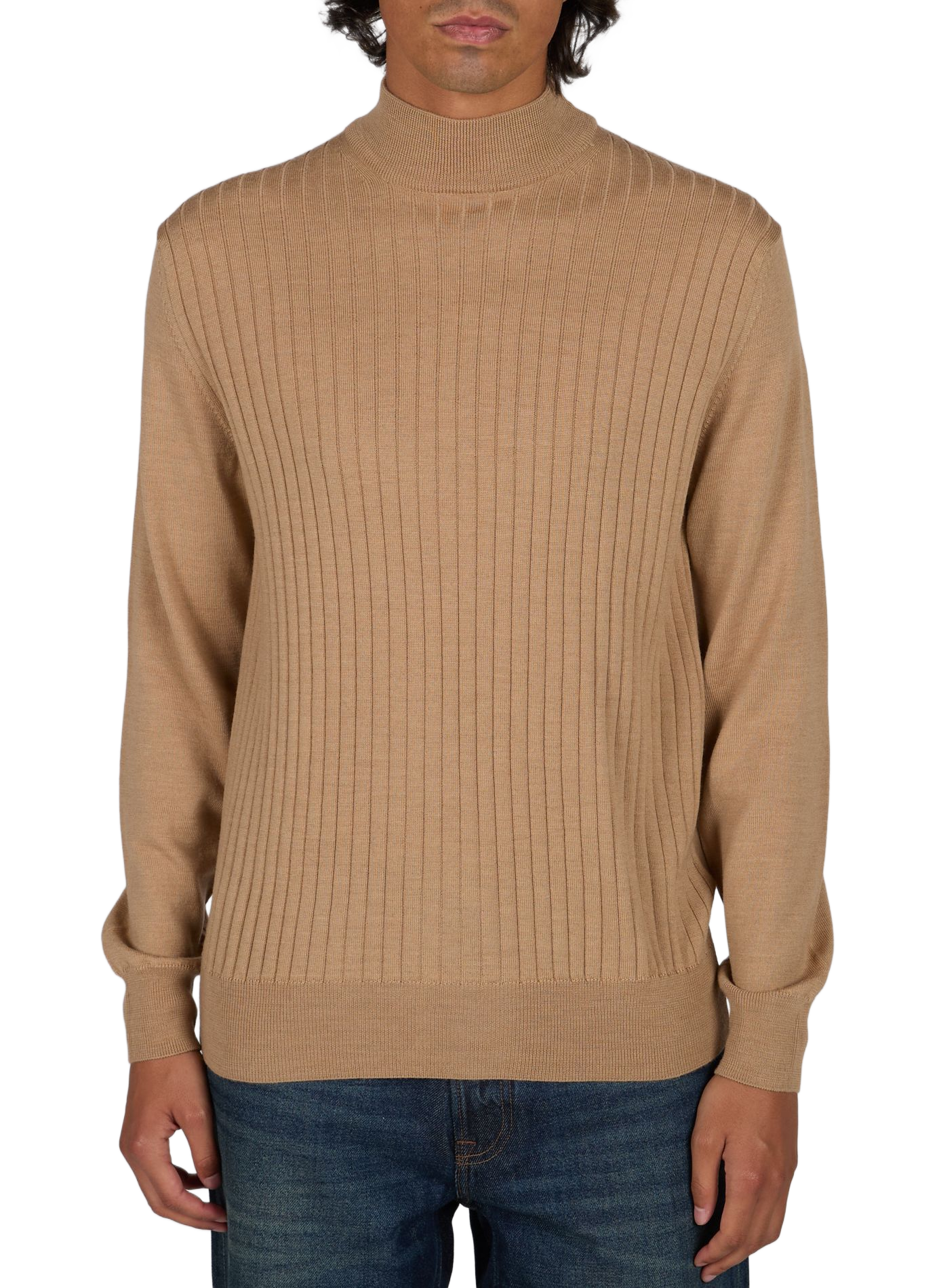 Straight-cut wool high-neck sweater AURELIEN Beige