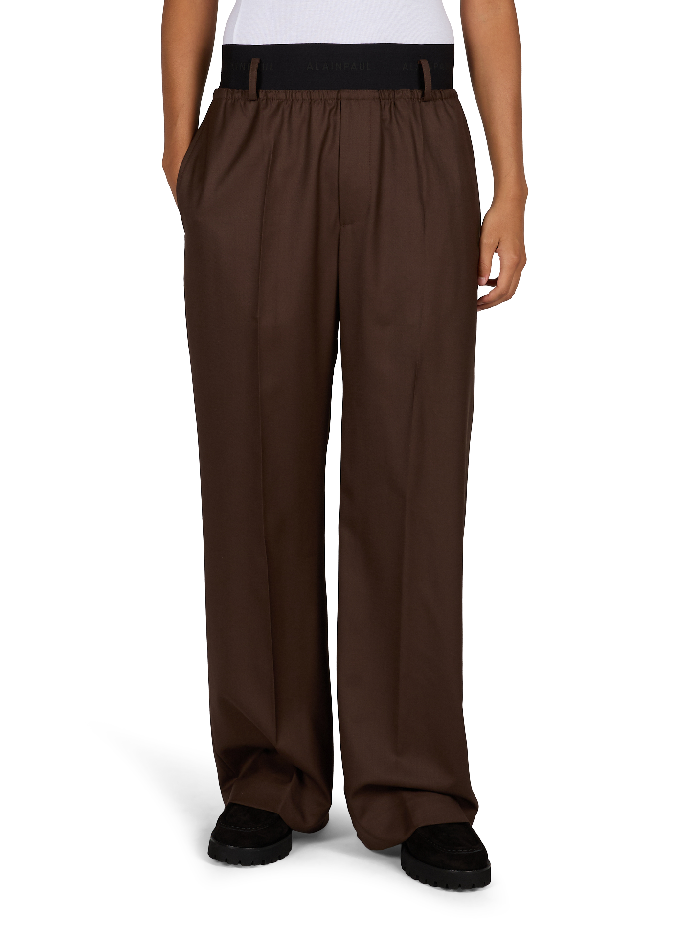 Pantalon à pinces en coton ALAINPAUL Marron