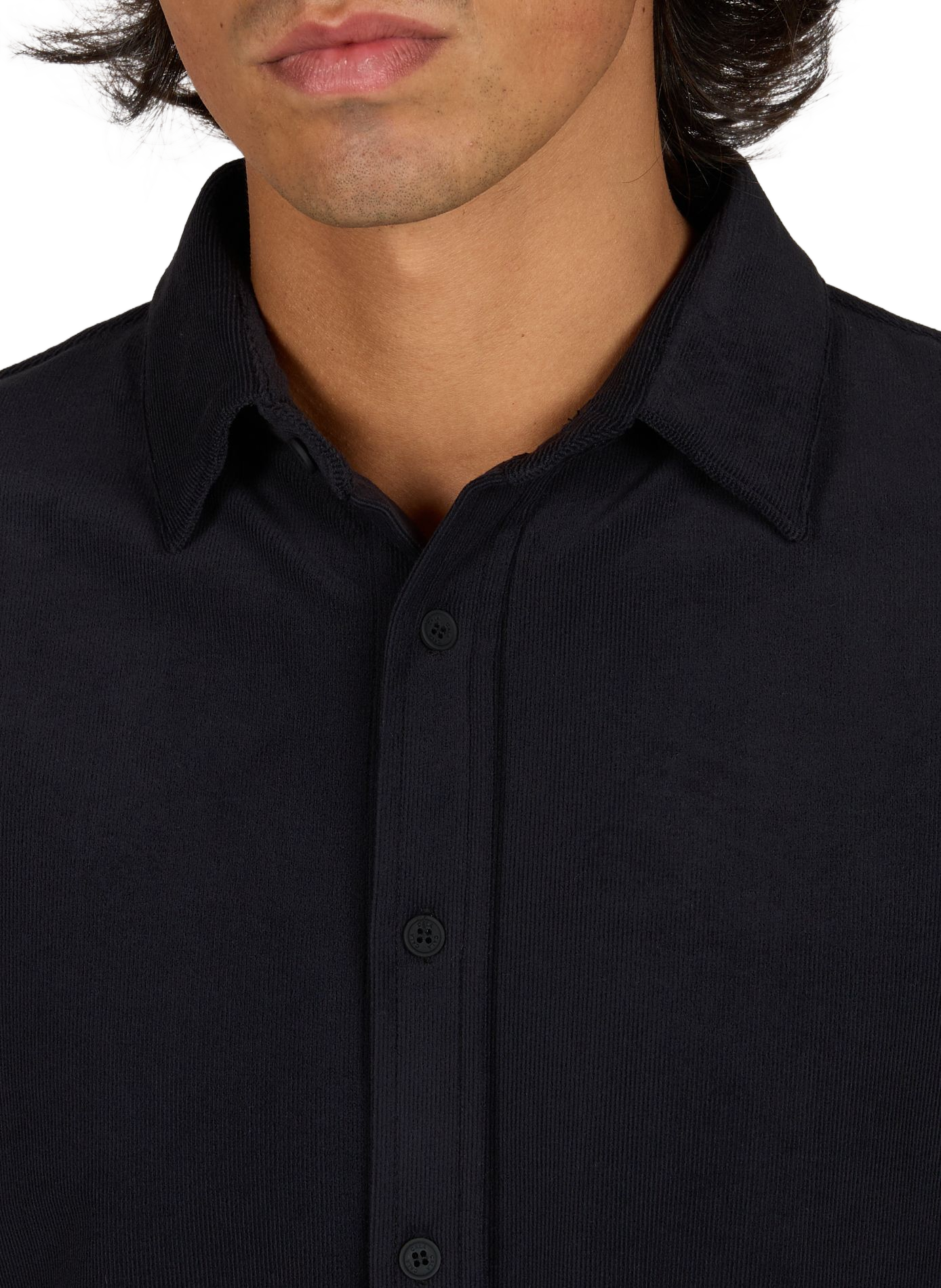 Straight shirt in corduroy velvet effect 1789 CALA Black