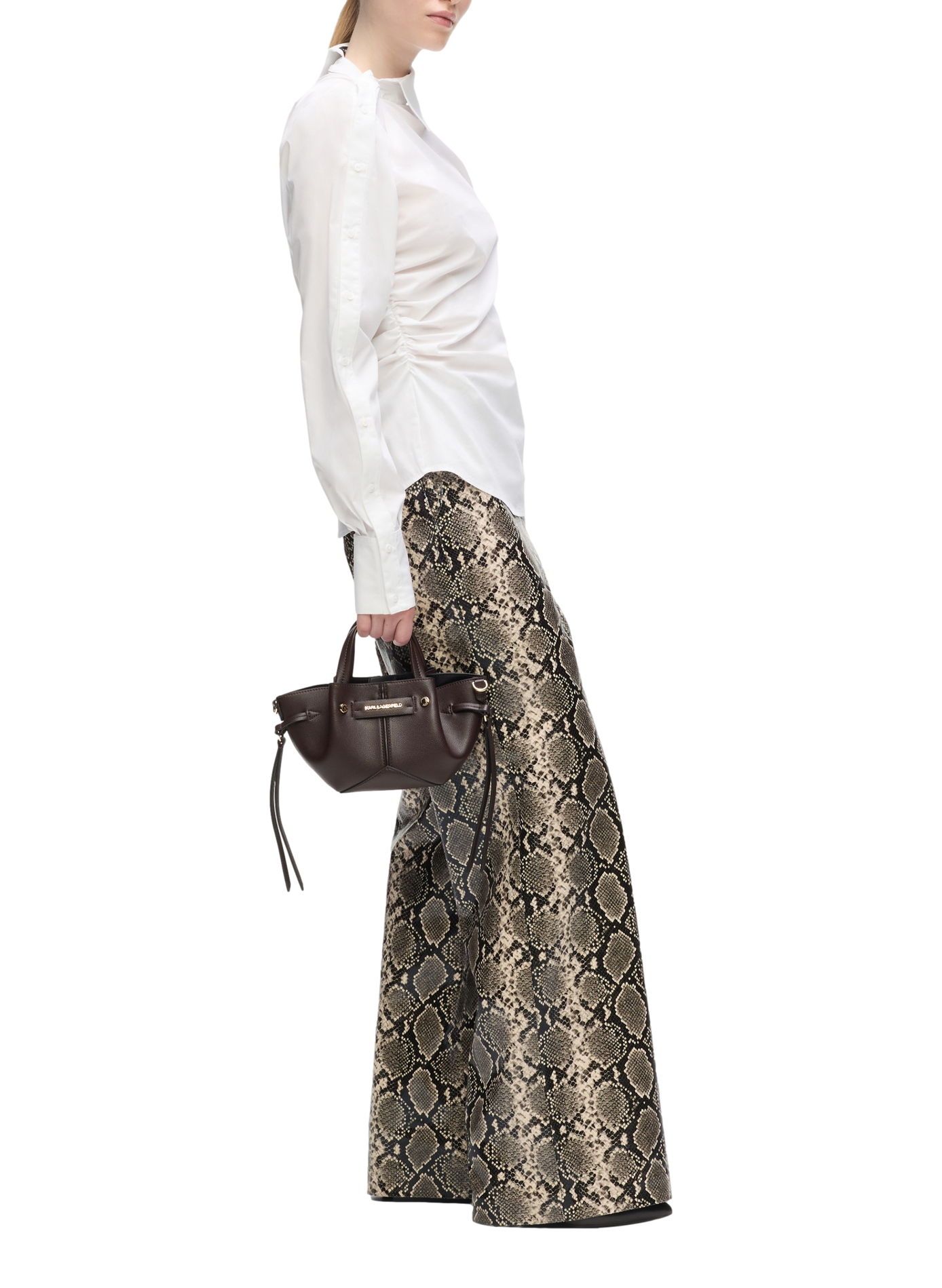 Handbag K/Pierced mini KARL LAGERFELD Brown