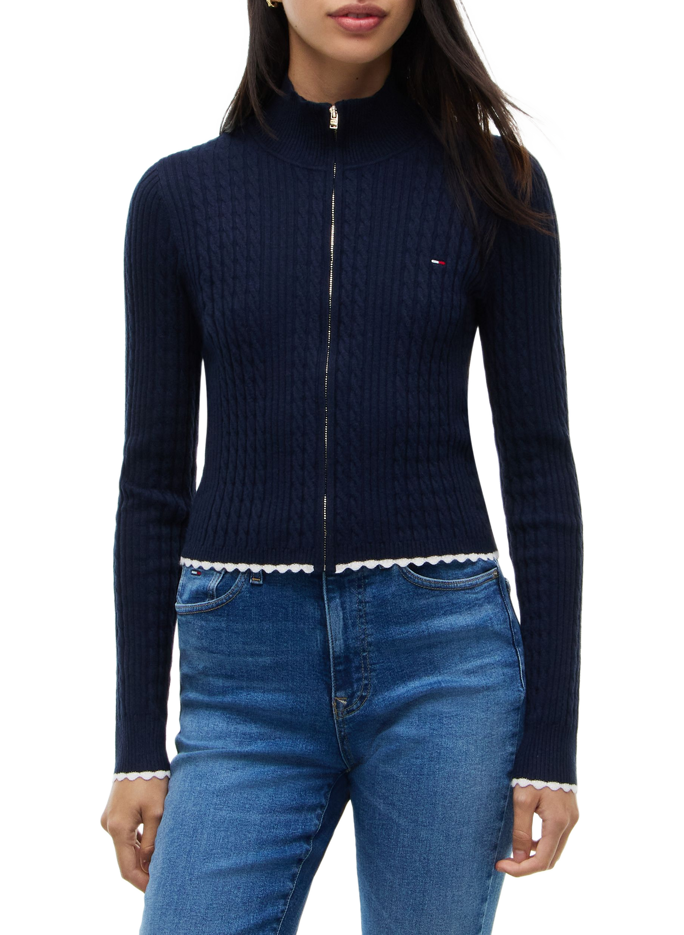 Plain fitted high-neck cardigan TOMMY HILFIGER Blue