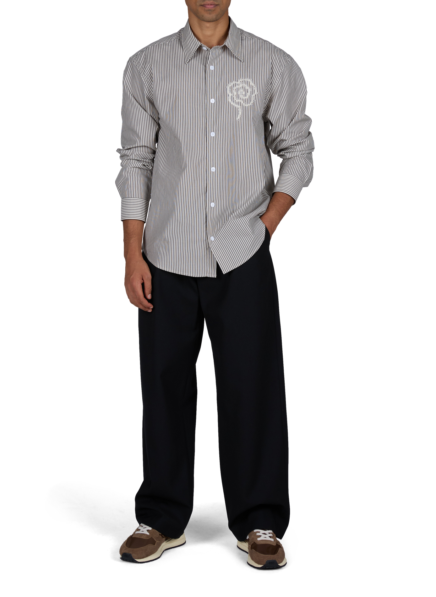 Chemise col classique manches contrastantes en coton | Brown NN.07 Men