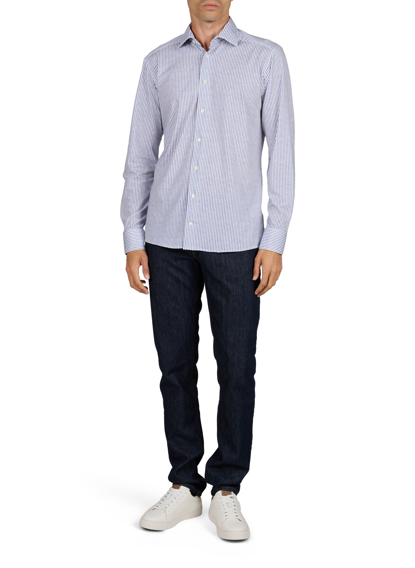 Chemise droite boutonnée à rayures ETON Bleu
