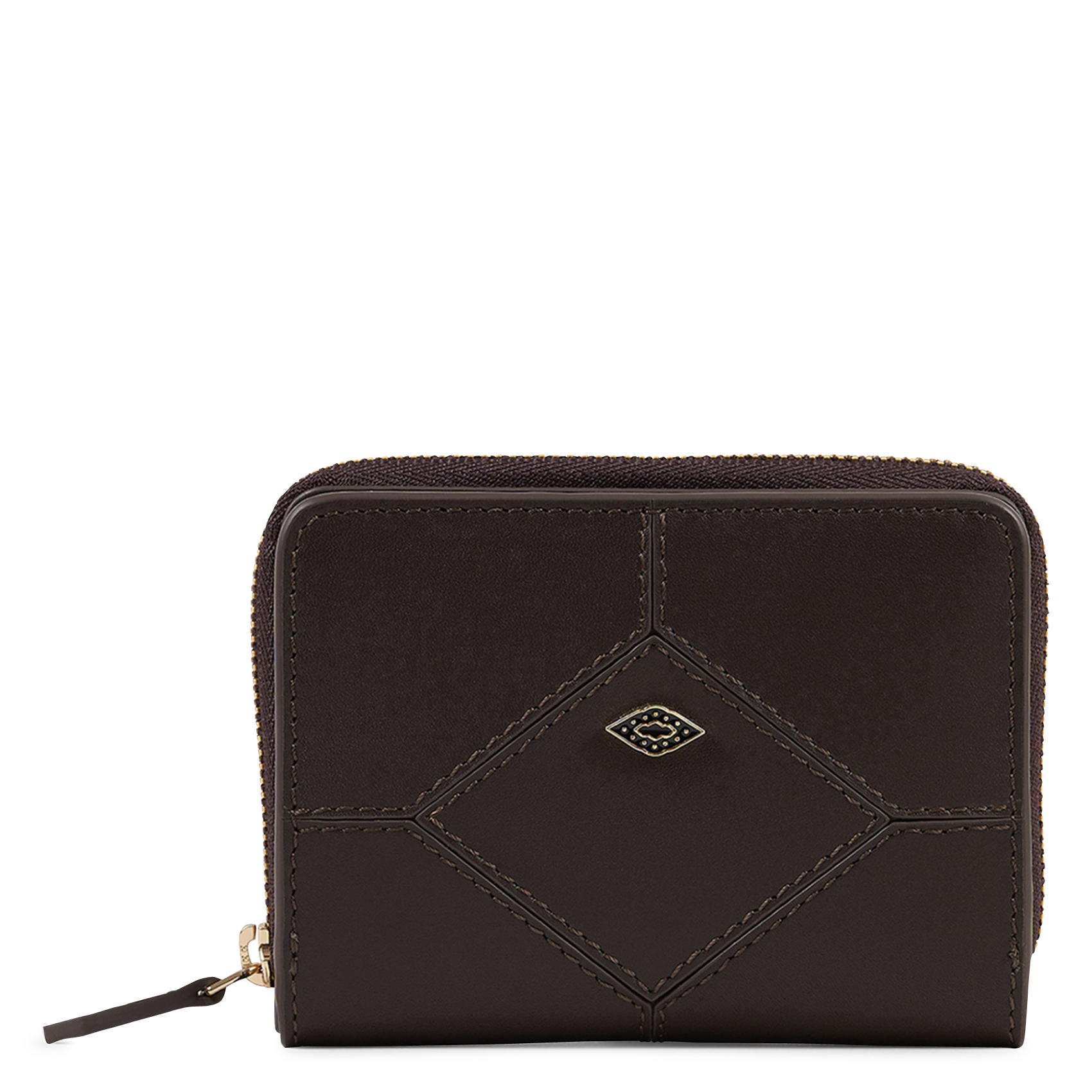Portefeuille uni en cuir bifold BA&SH Marron