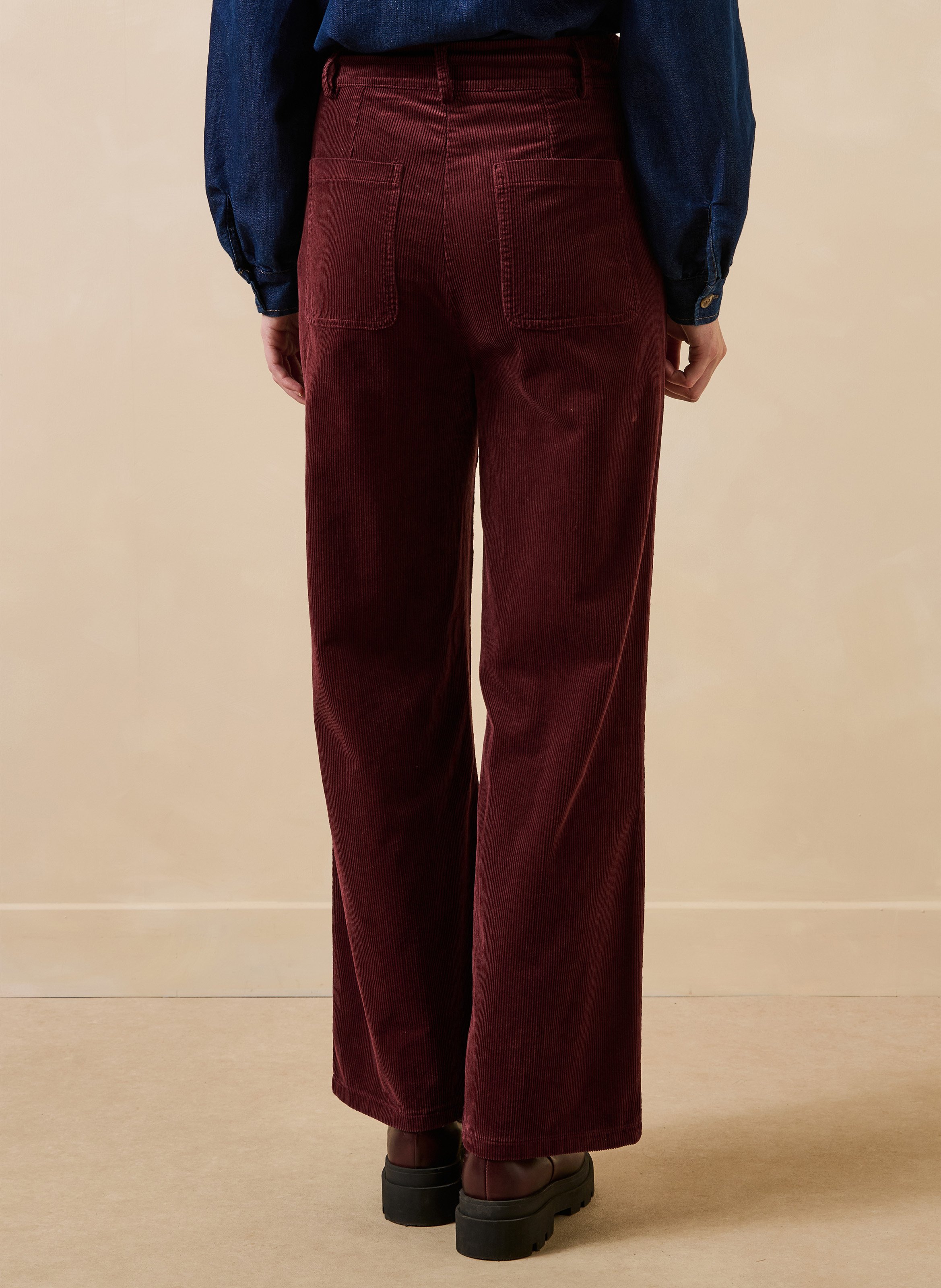 Wide-leg broek met hoge taille van katoenmix LA FEE MARABOUTEE Rood