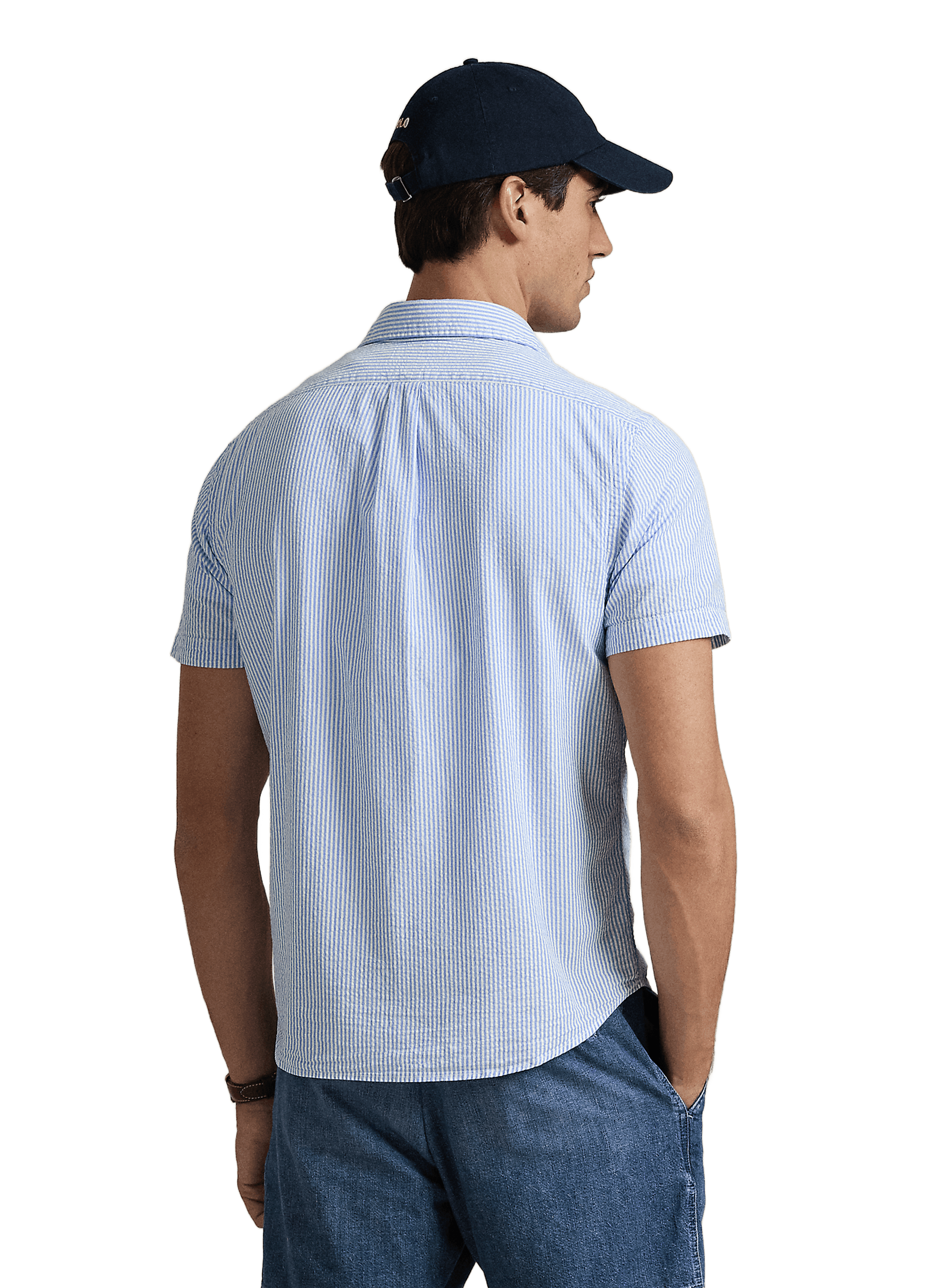 Striped cotton shirt Blue