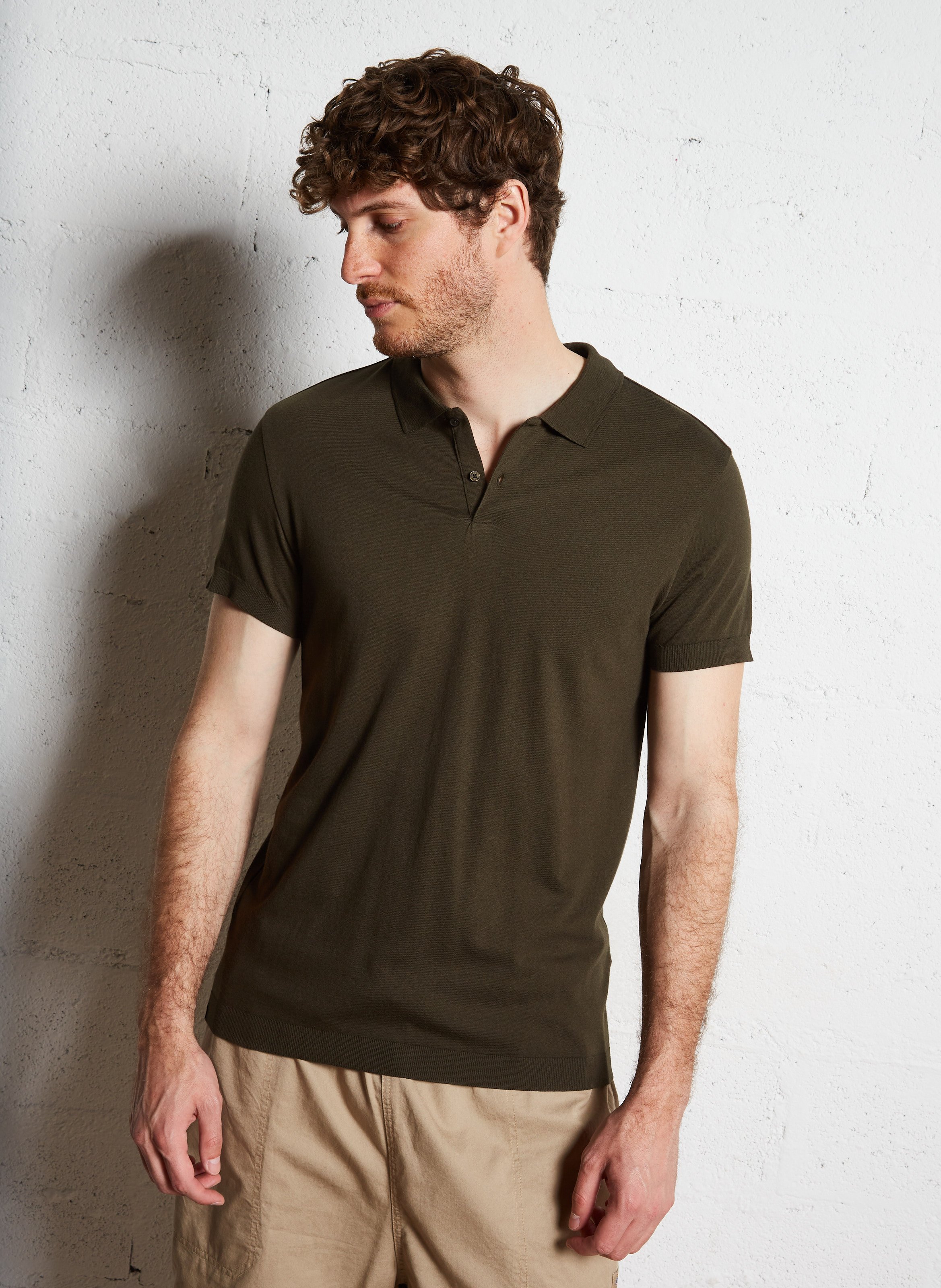 IKKS Polo regular-fit en coton mélangé Kaki