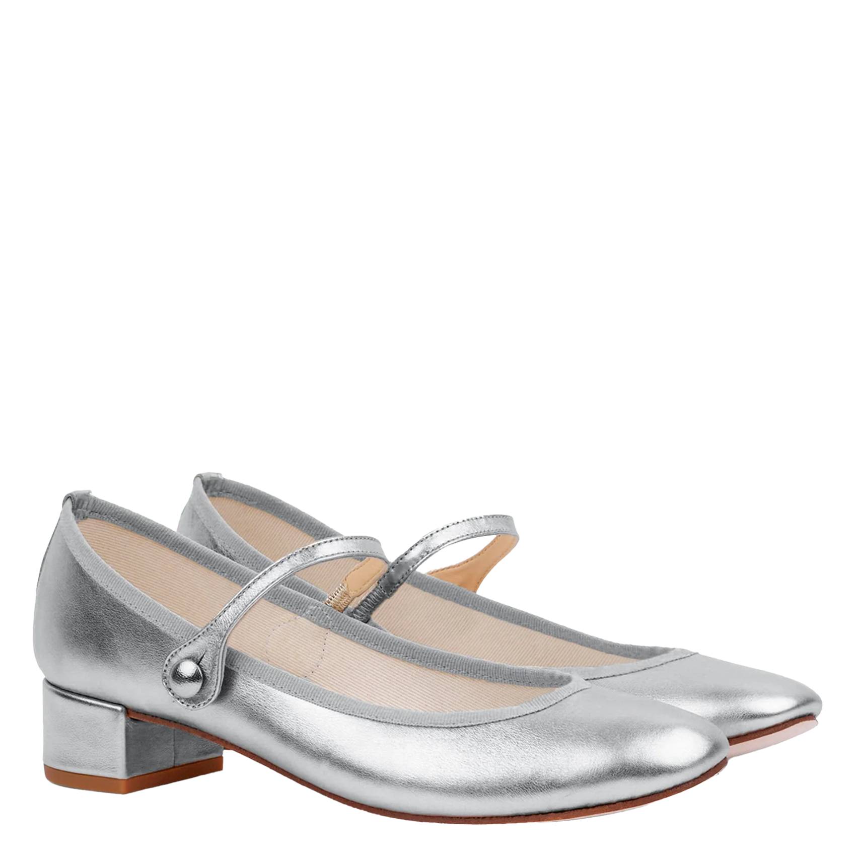 Babies en cuir rose REPETTO Argent