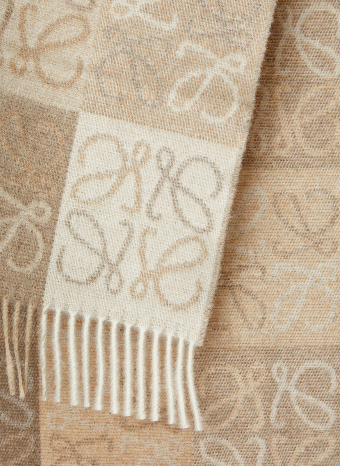 Echarpe Anagram en laine et cachemire Beige