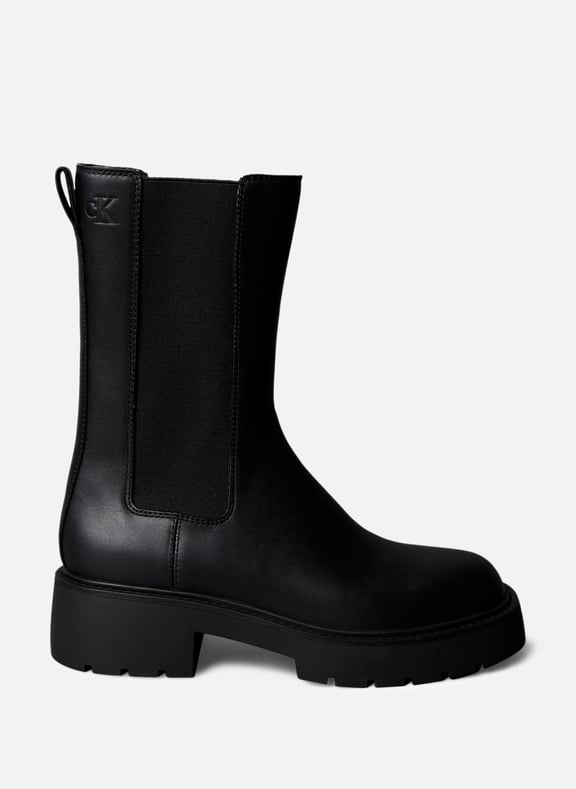Grooved leather ankle boots Black by CALVIN KLEIN CALVIN KLEIN Grooved leather ankle boots Black