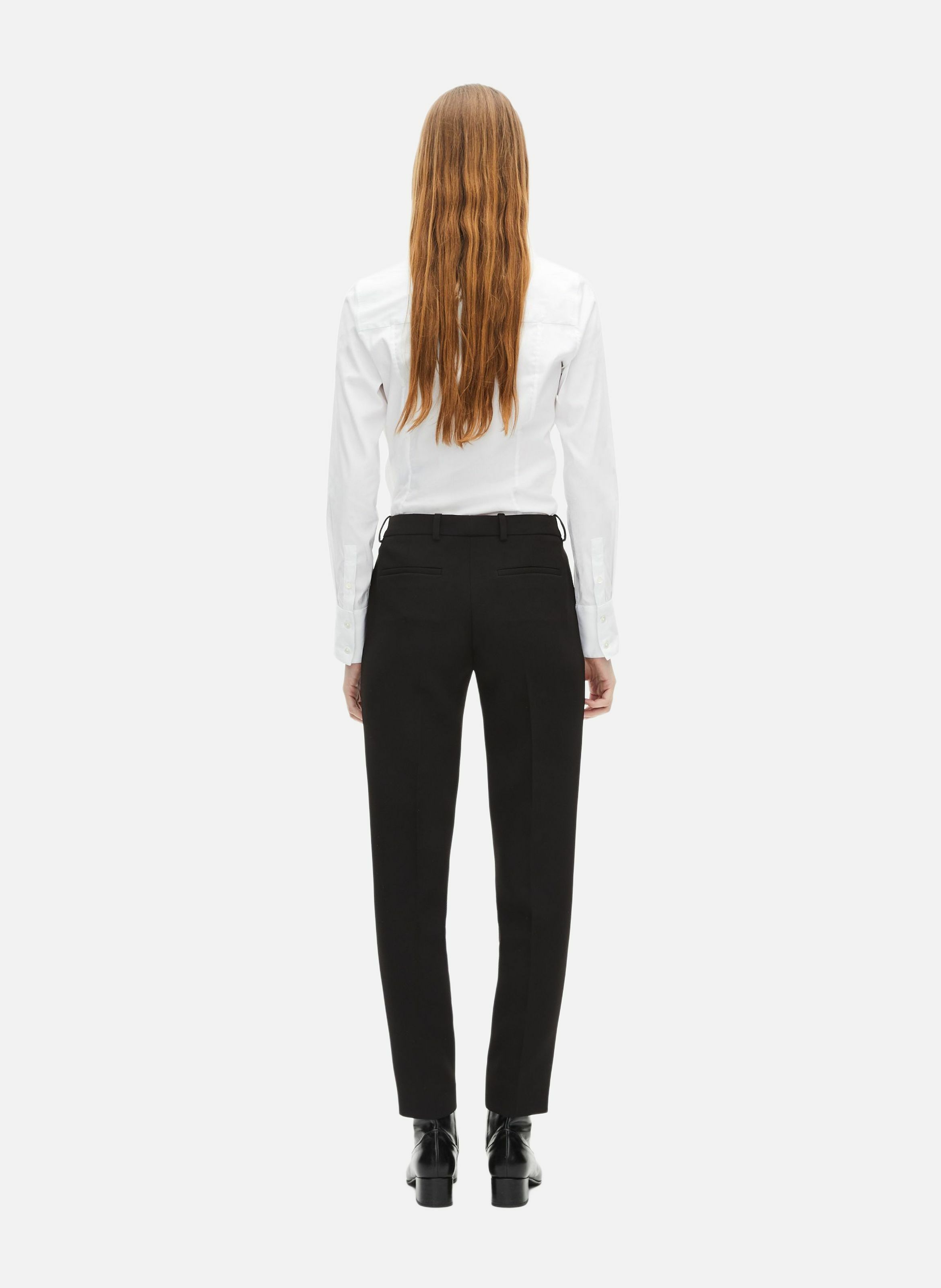Pantalon tailleur en crêpe coupe ajustée Noir