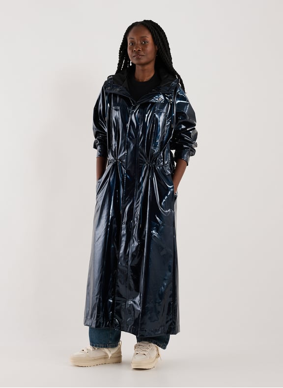 Veste longue effet vinyle Bleu by RAINS RAINS Veste longue effet vinyle Bleu