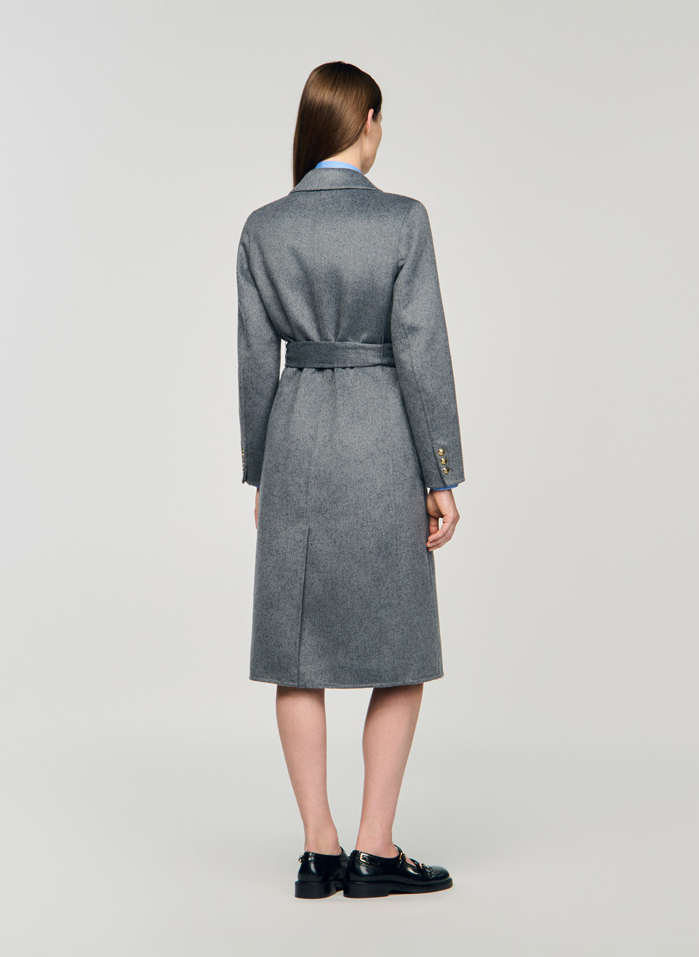 Manteau long en laine mélangée SANDRO Gris