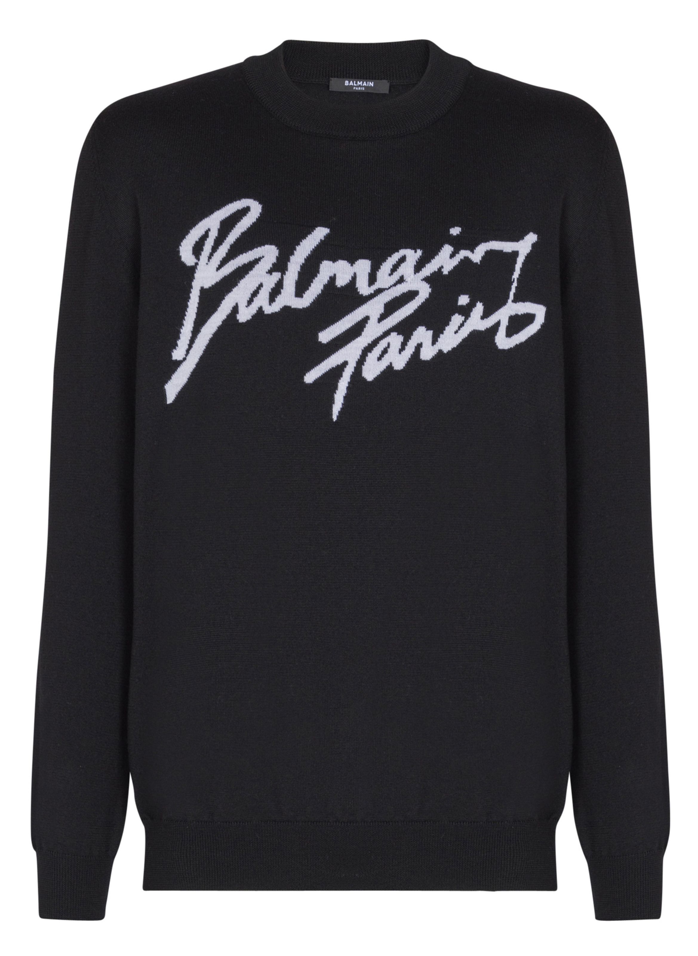 Pull en laine mérinos BALMAIN Noir