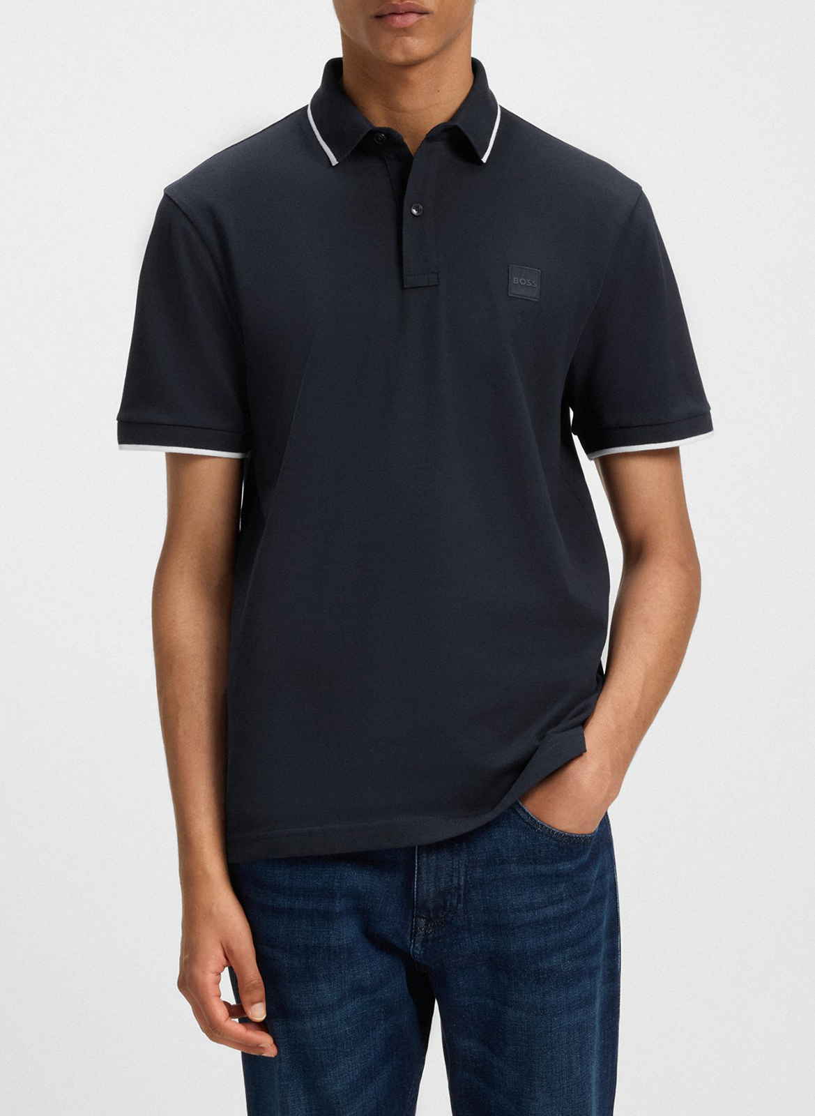 Polo slim-fit en coton stretch BOSS Bleu