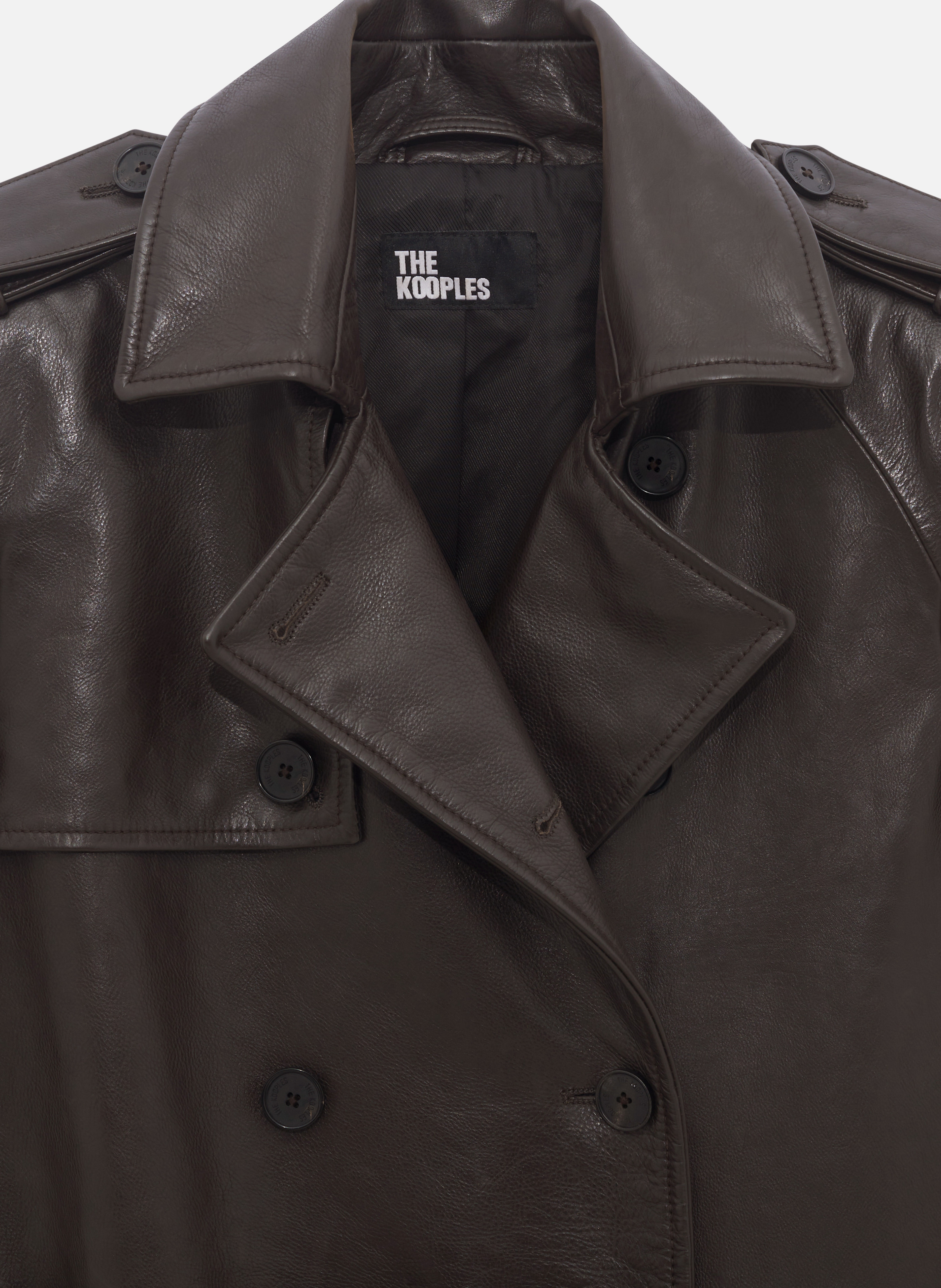 Trench long en cuir THE KOOPLES Marron