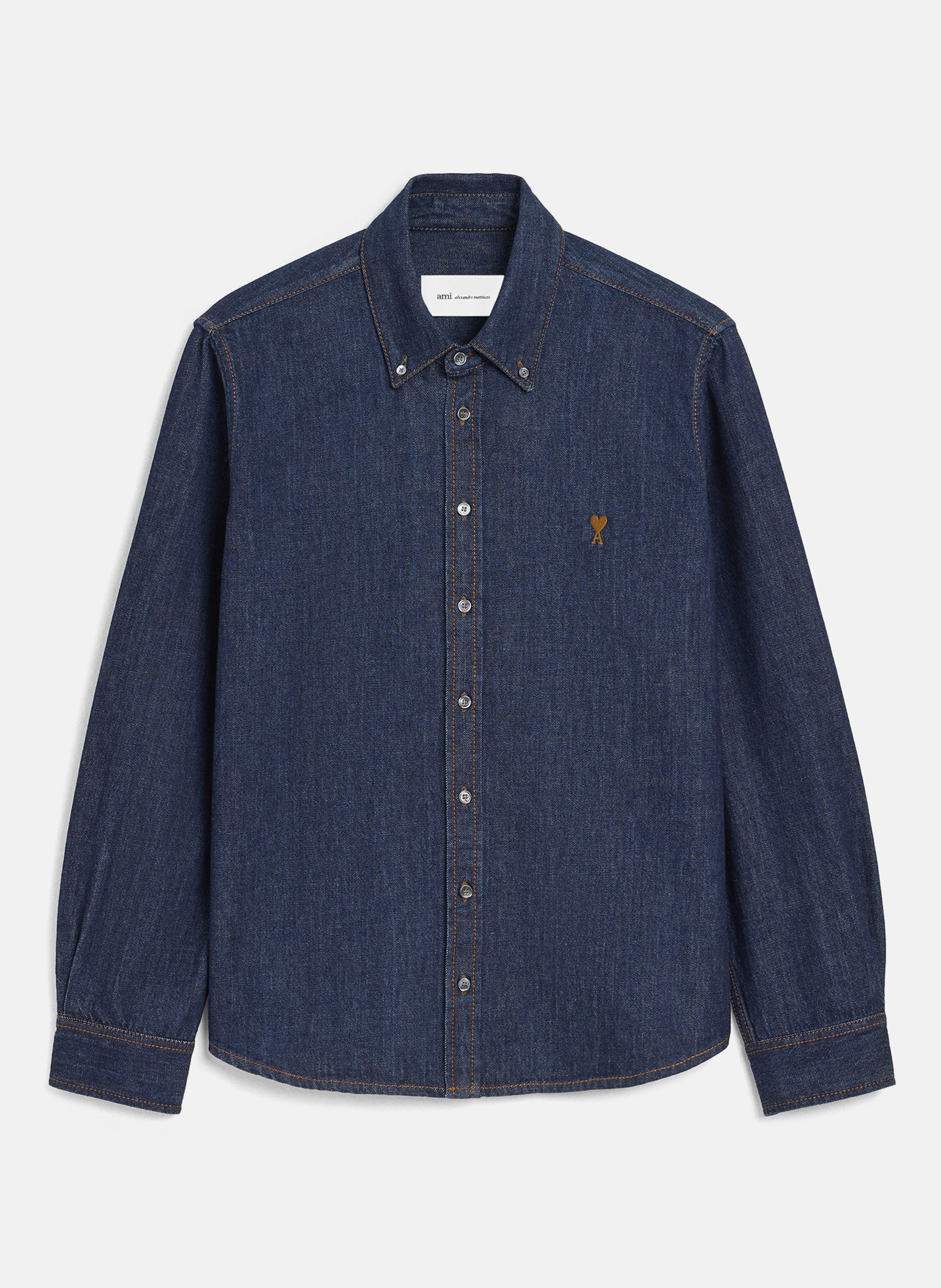Chemise denim ami de coeur unisexe en coton AMI PARIS Bleu