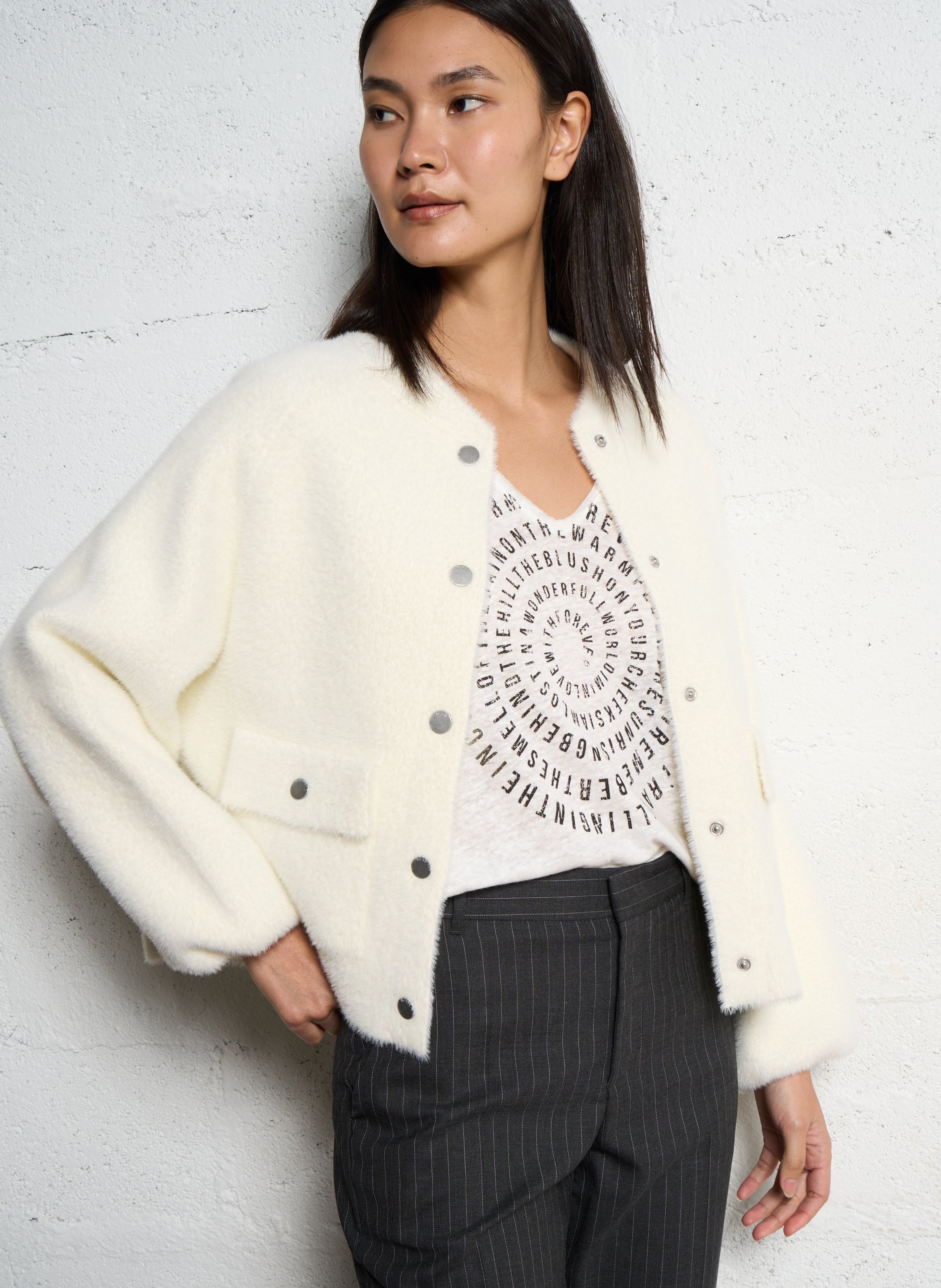 Cardigan col rond IKKS Blanc