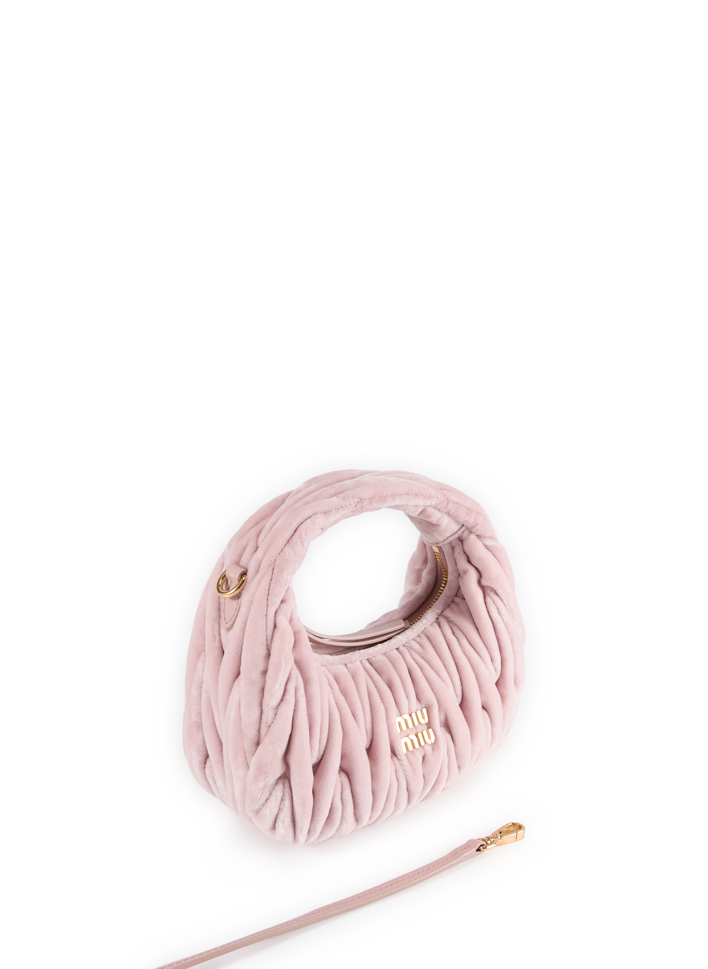 Sac à main velours en coton et cuir MIU MIU Rose