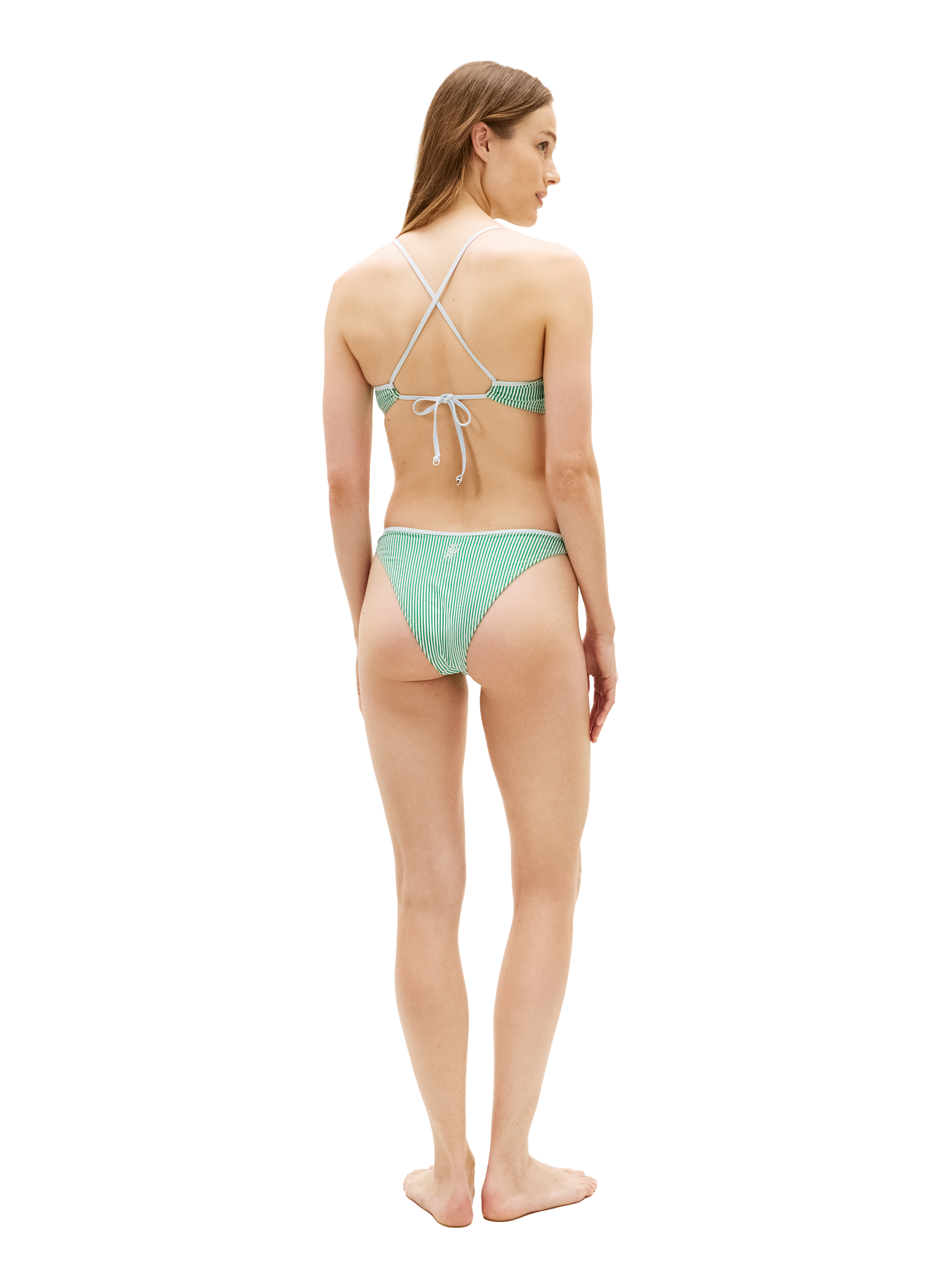 Striped swimsuit top with crossed straps TOMMY HILFIGER Green