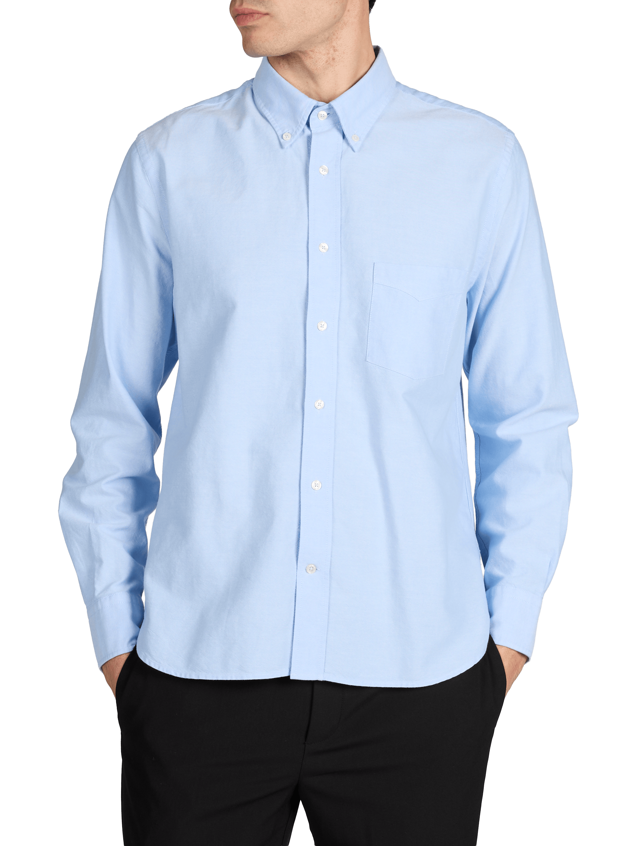 Chemise unie à col américain en coton OFFICINE GENERALE Bleu