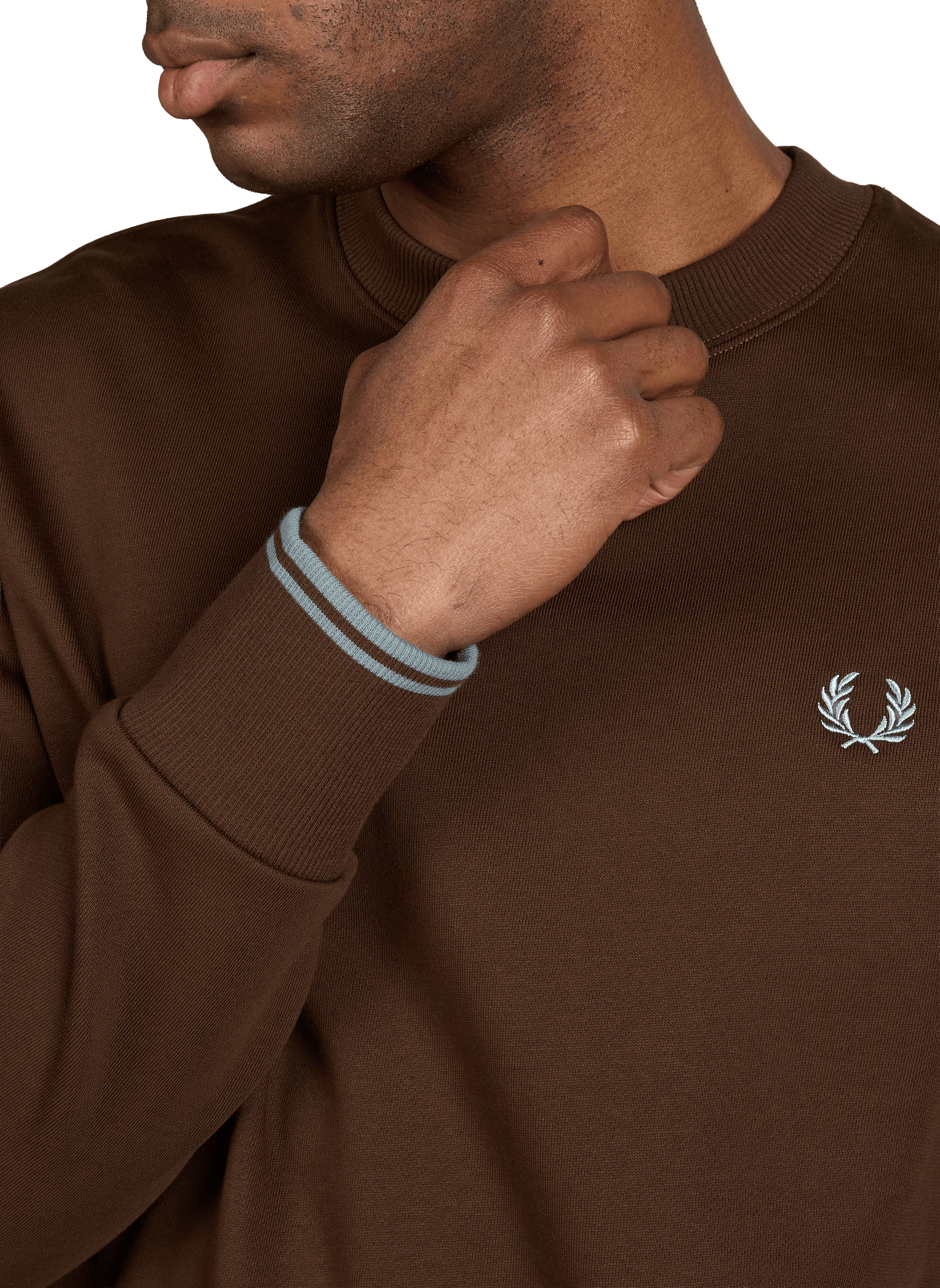 Round-neck cotton sweatshirt FRED PERRY Brown