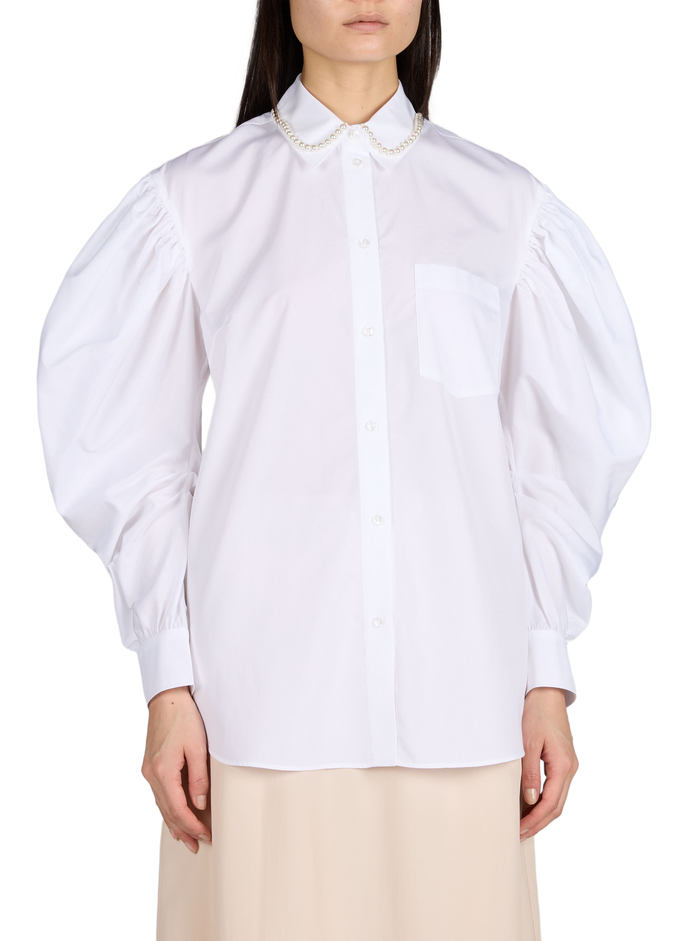 Chemise droite avec perles en coton SIMONE ROCHA Blanc