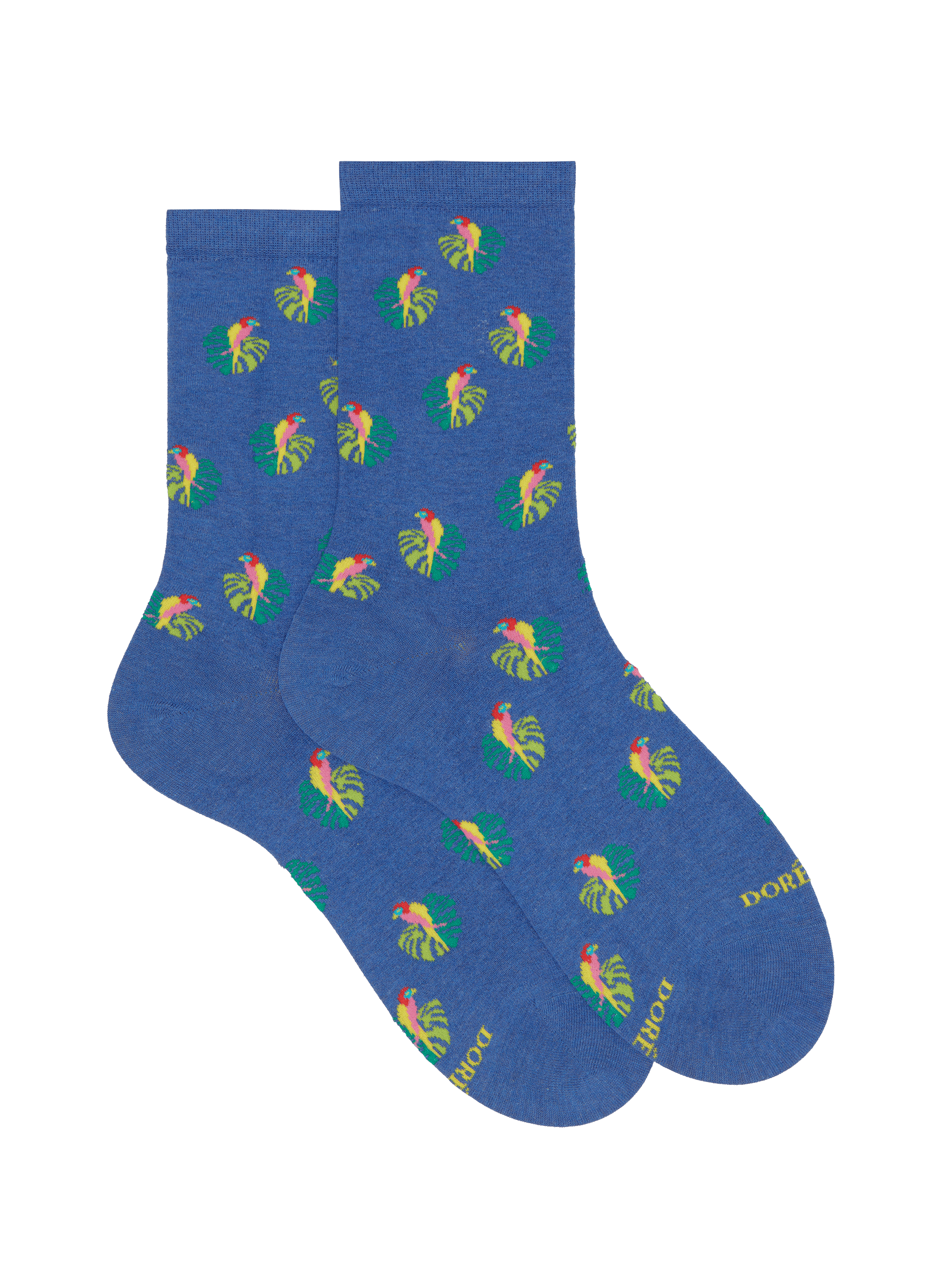 Mid-high parrot print cotton blend socks DORÉ DORÉ Blue