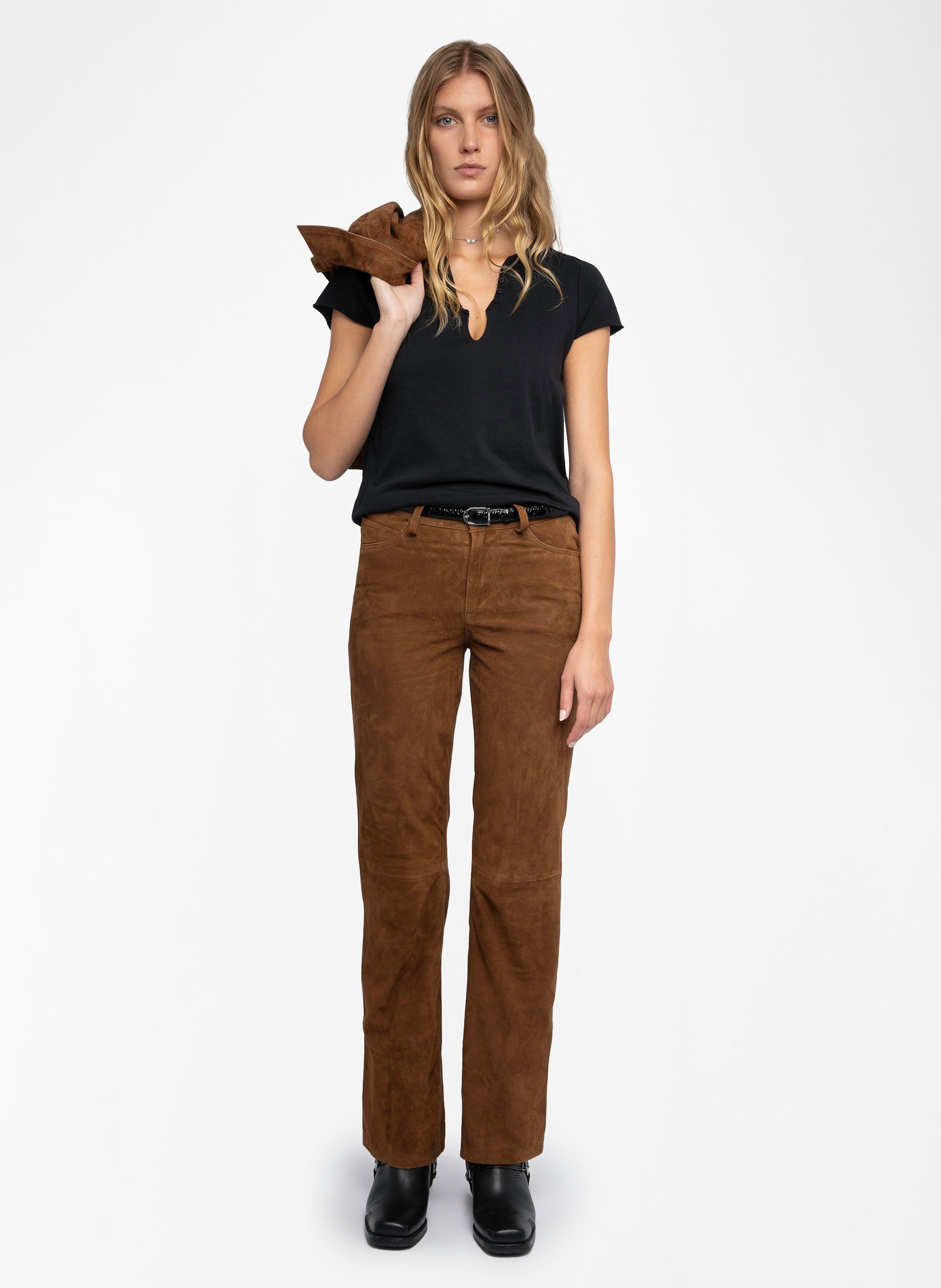 Tee-shirt droit en coton bio tuni ZADIG&VOLTAIRE Noir