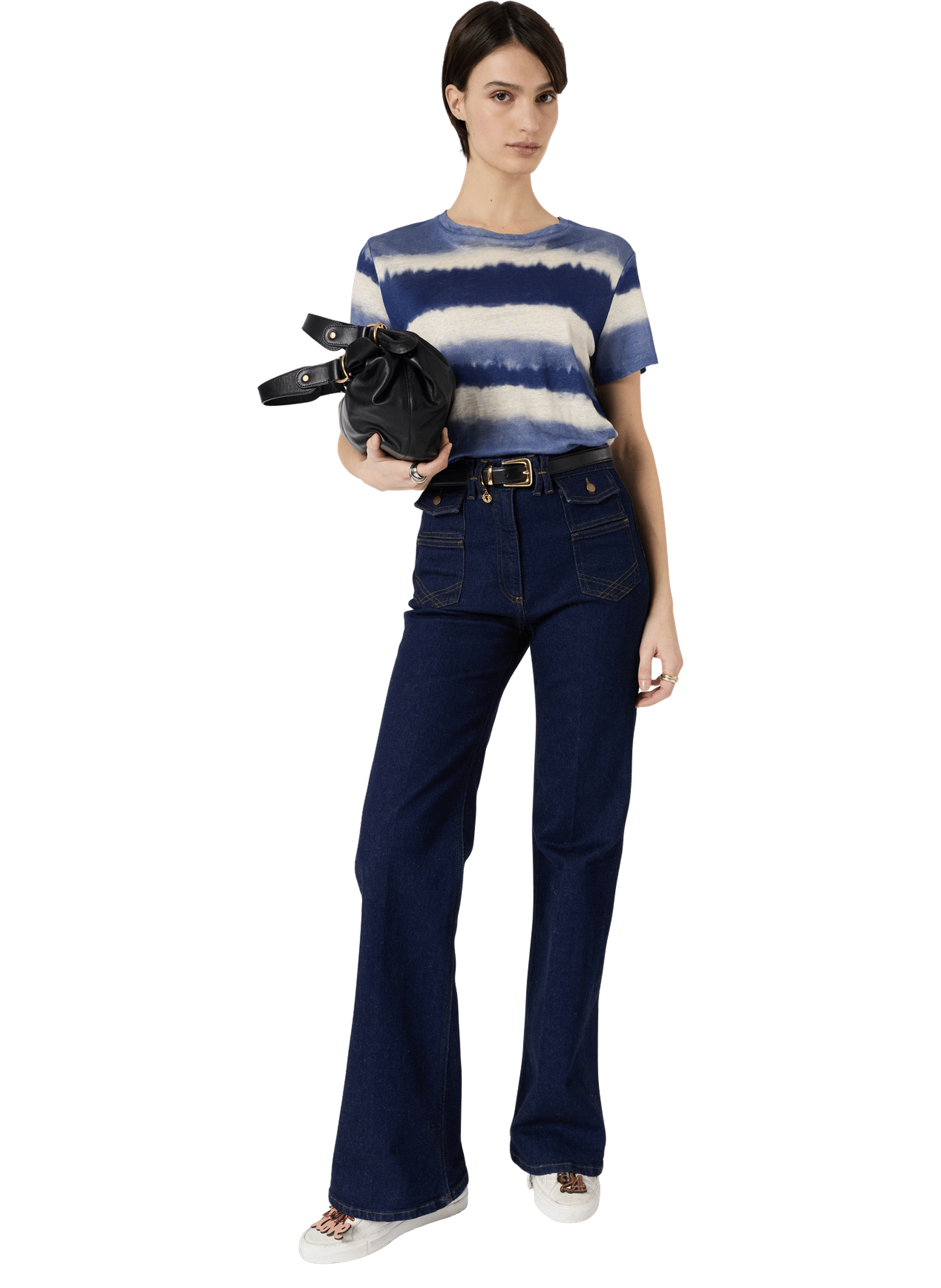 T-shirt tie and die en lin - mabinty GERARD DAREL Bleu