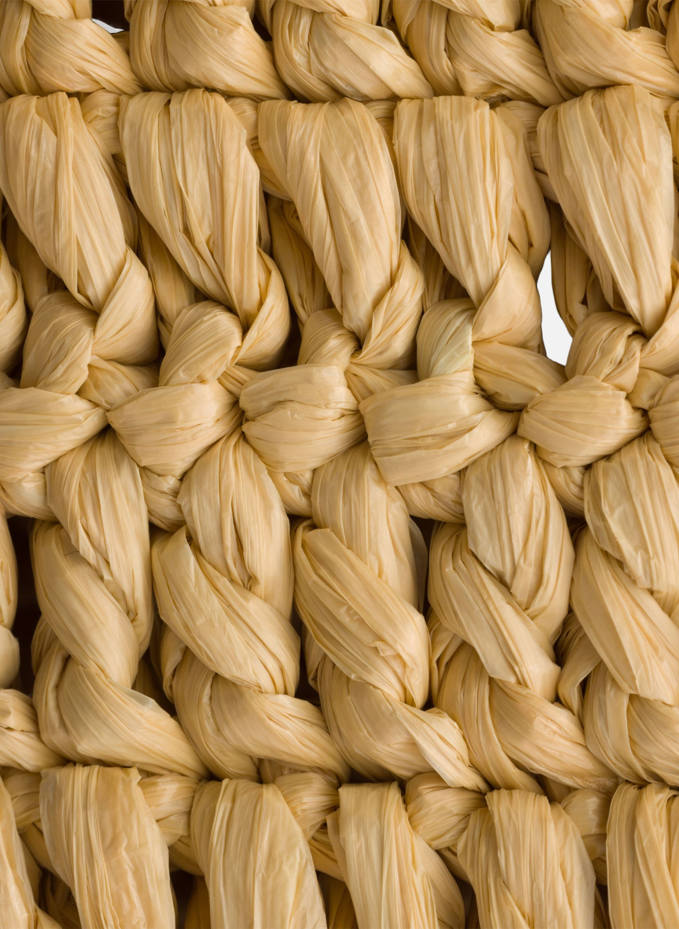 Cabas de taille moyenne en crochet et cuir PRADA Beige