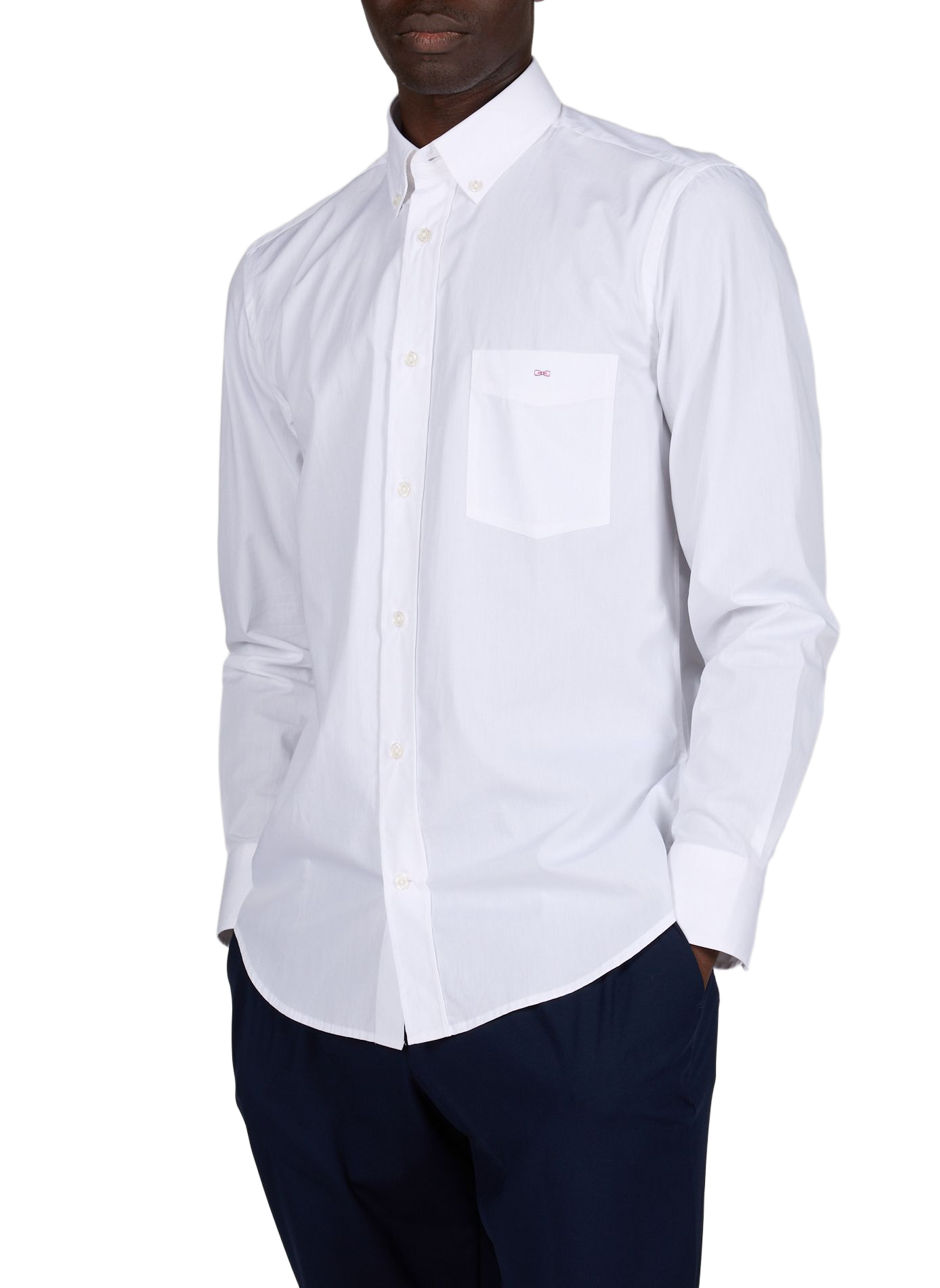 Chemise droite à poche en coton EDEN PARK Blanc