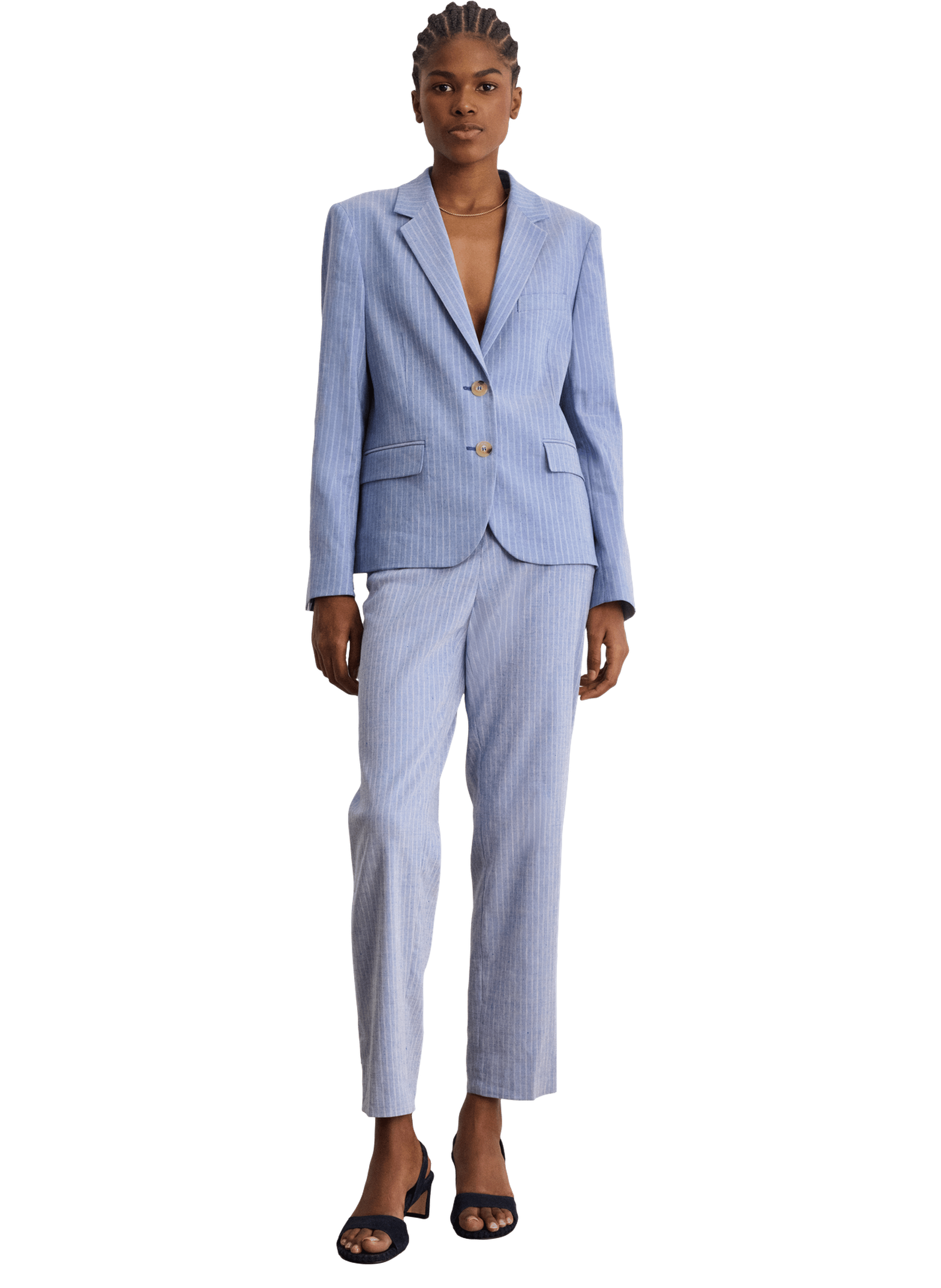 Veste de tailleur à rayures en lin mélangé - marwa PABLO Bleu