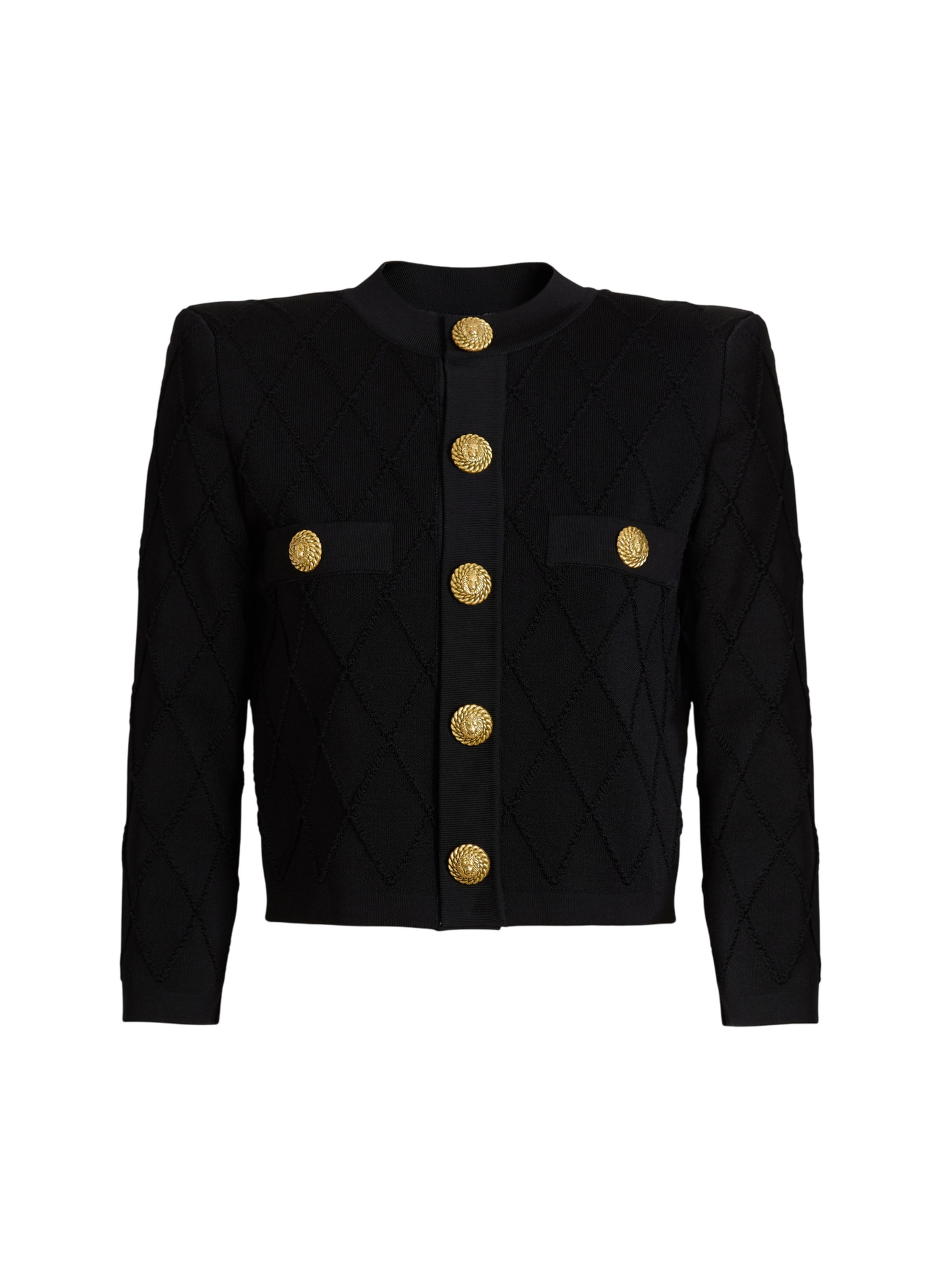Cardigan court en maille BALMAIN Noir