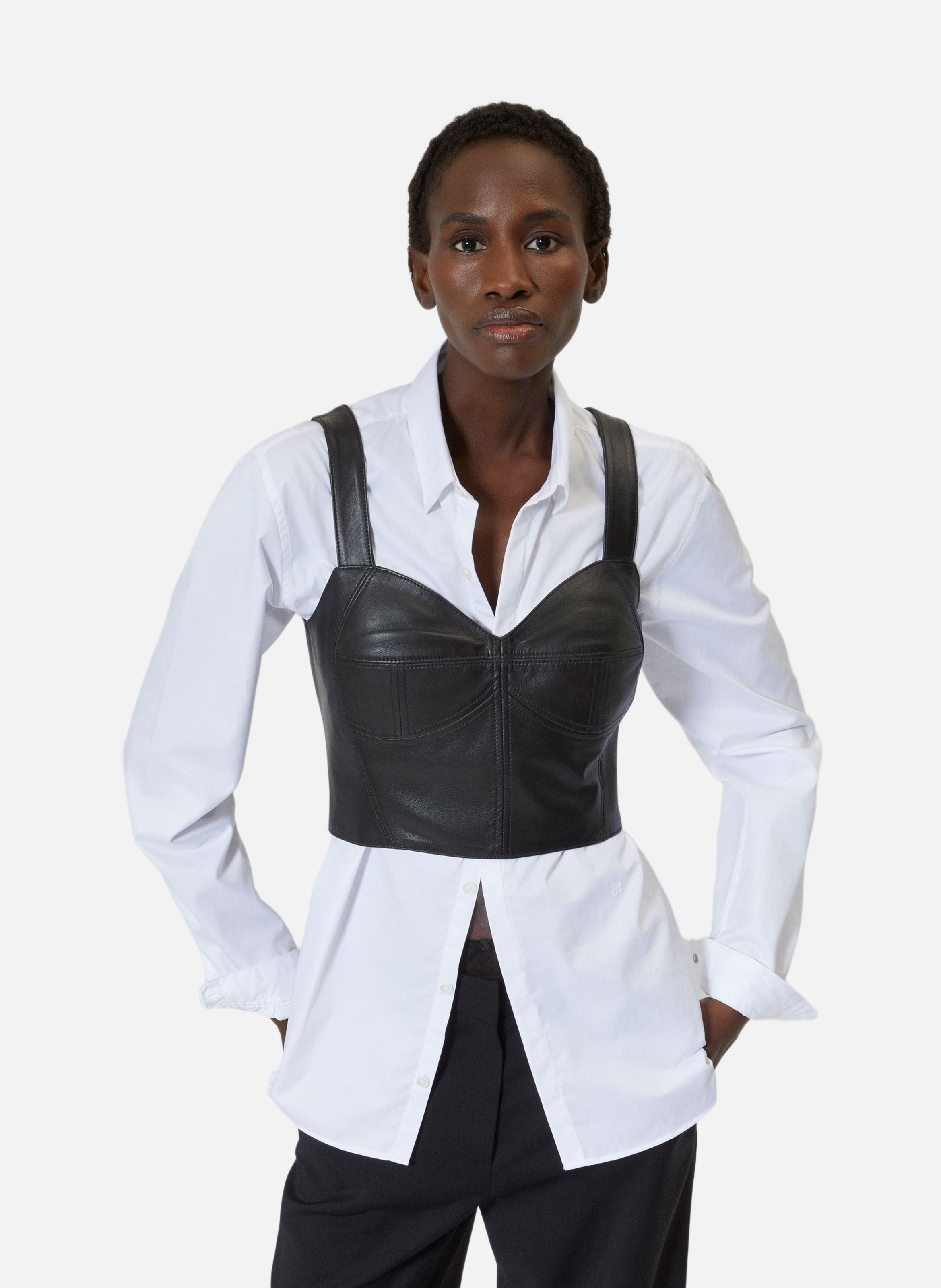 Top bustier en cuir THE KOOPLES Noir
