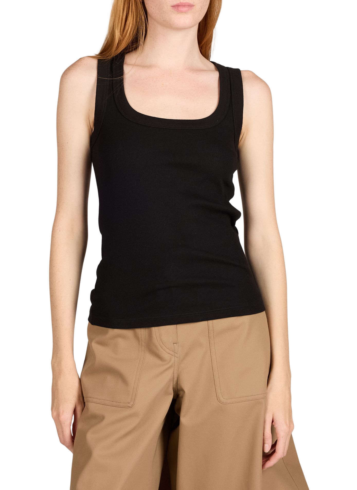 Geripptes Tanktop aus Baumwollmischung TOPSHOP Schwarz