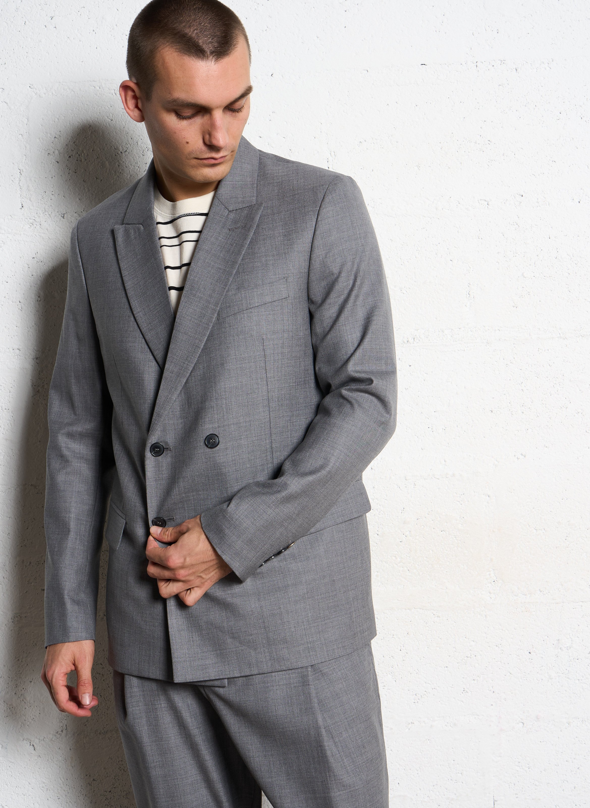 Veste de tailleur croisée à double boutonnage IKKS Gris