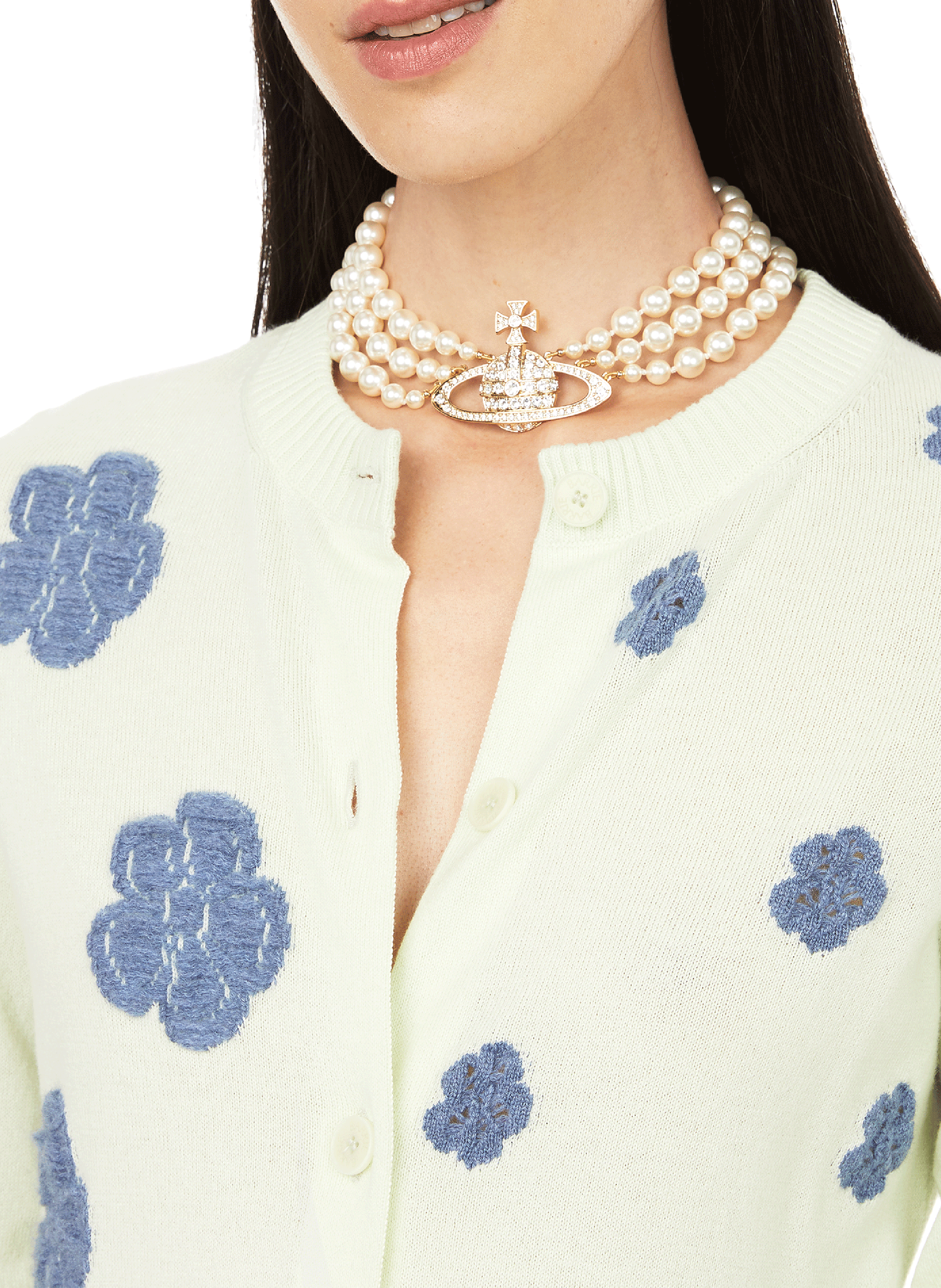 Collier Three Row Pearl Bas Relief VIVIENNE WESTWOOD Doré