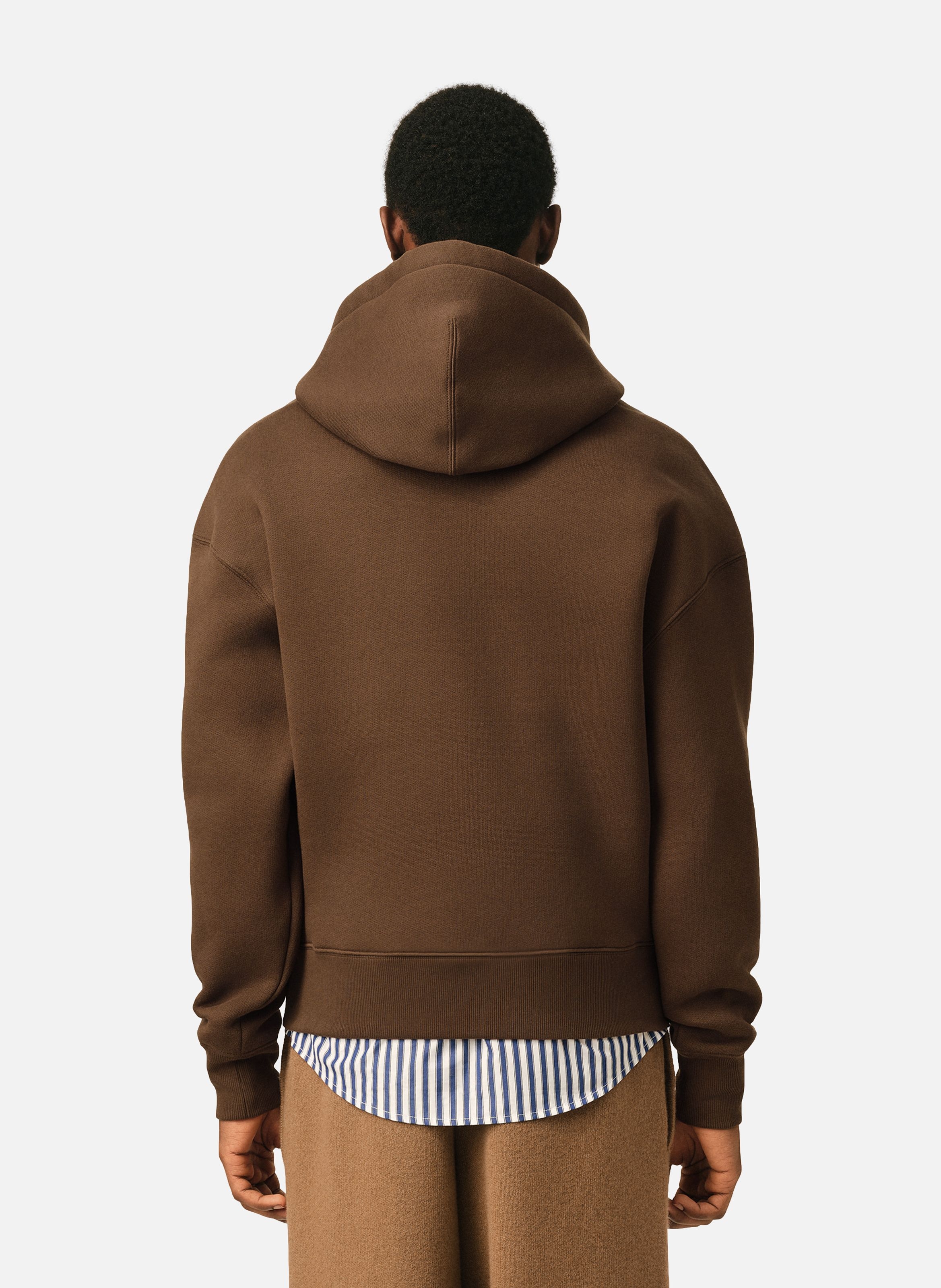 Hoodie unisexe en coton ami de coeur embossé AMI PARIS Marron