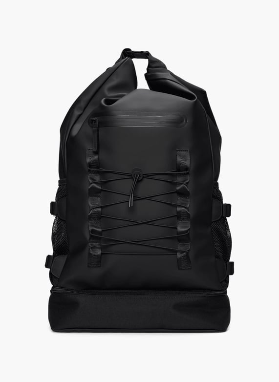 rains waterproof backpack in black W3 (Black) / One Size / Rubber Built for max water RAINS Book Daypack Black Waterproof