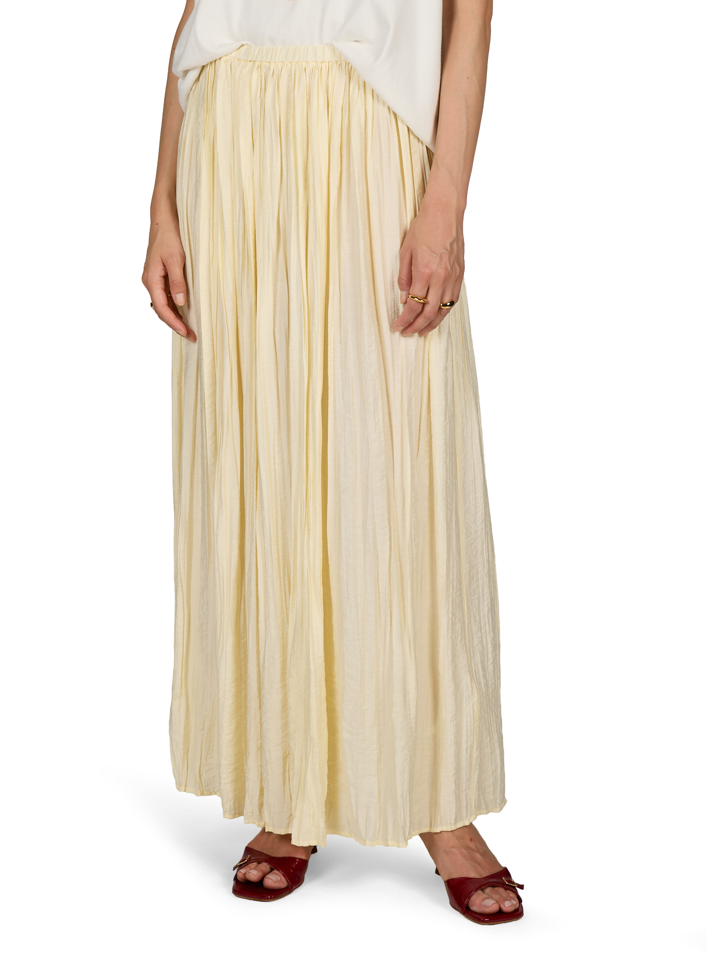 Jupe patineuse plissée TOPSHOP Beige
