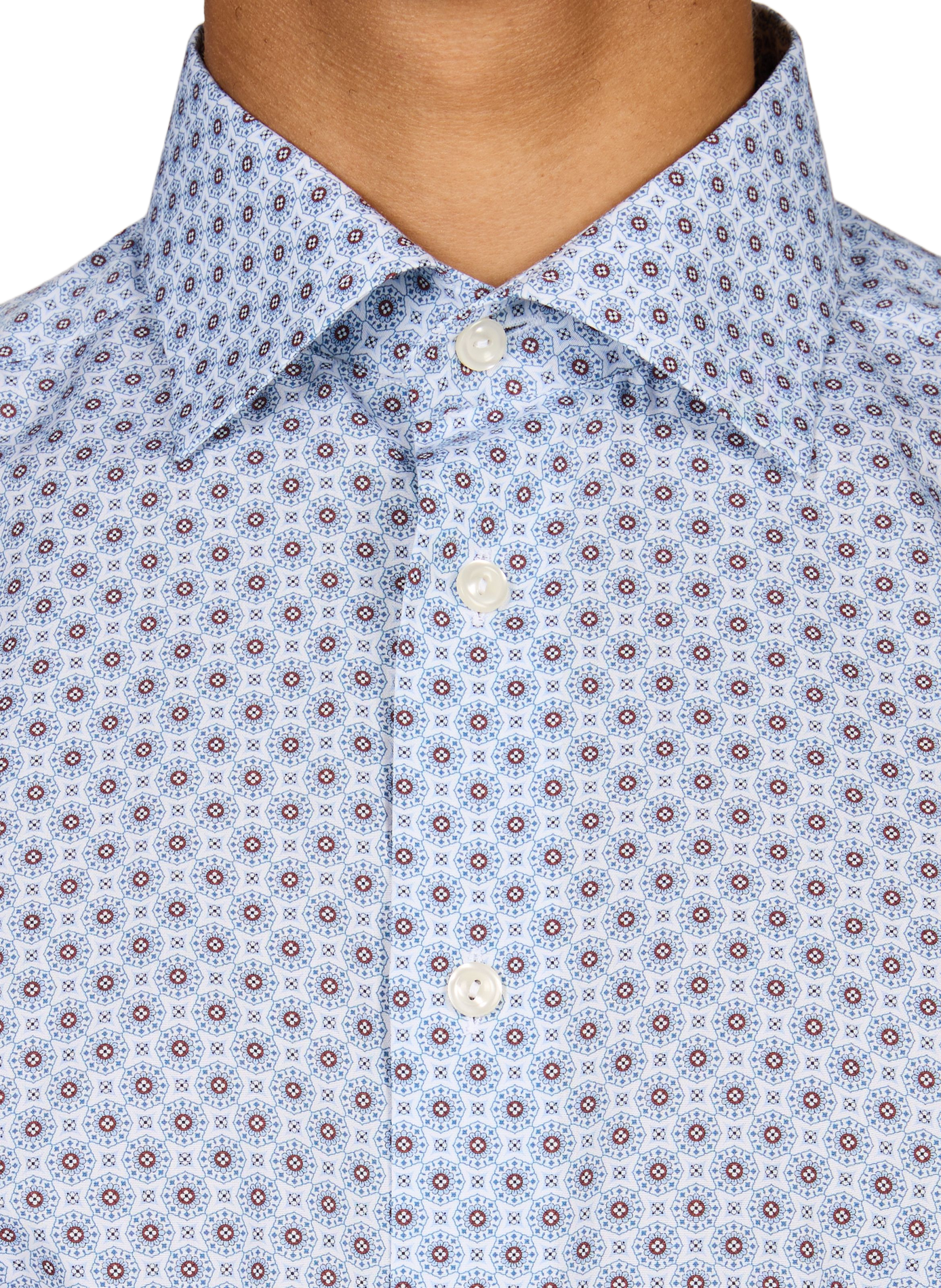 Straight classic collar shirt in printed cotton ETON Blue