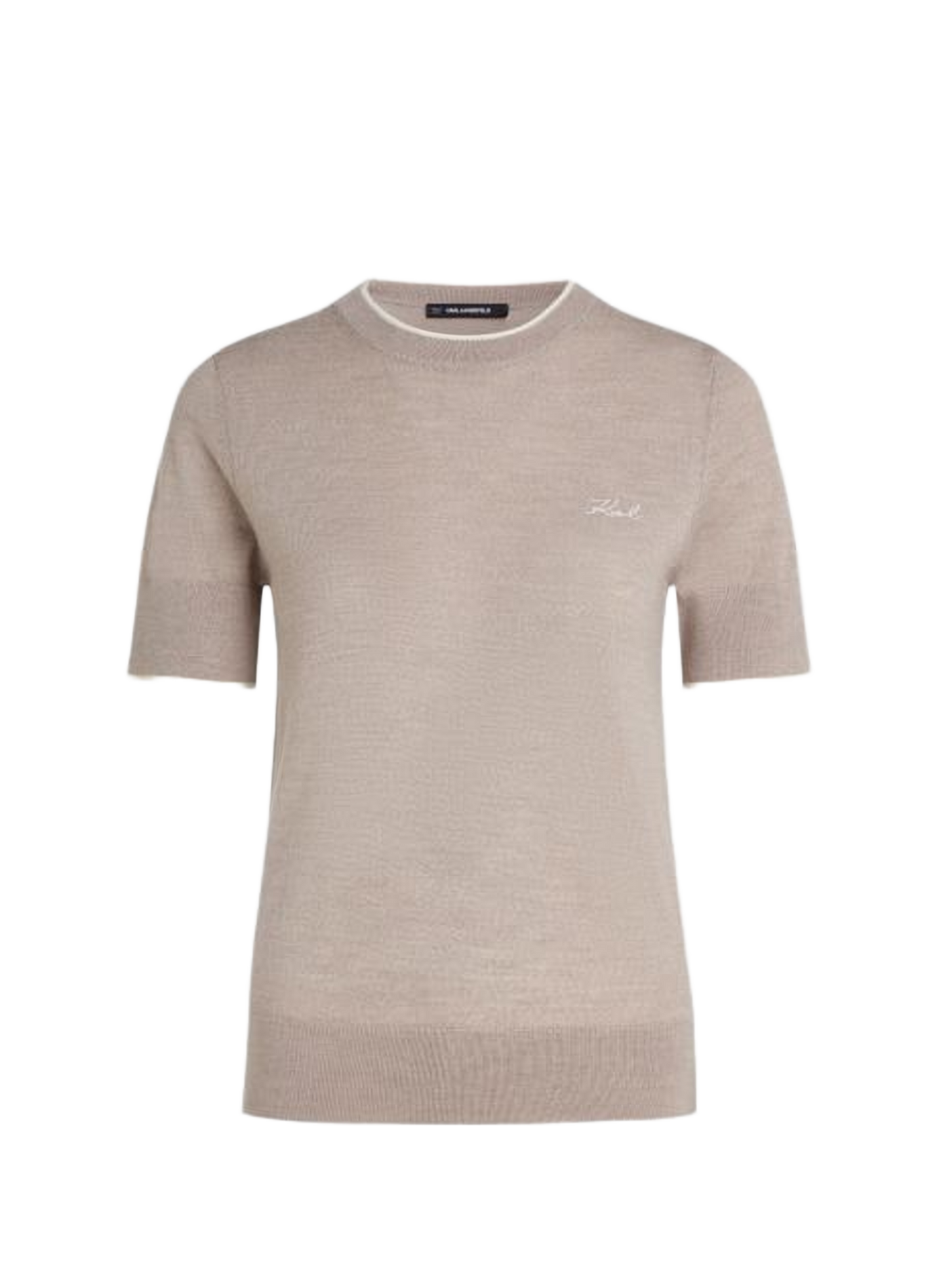 Pull manches courtes en laine KARL LAGERFELD Beige