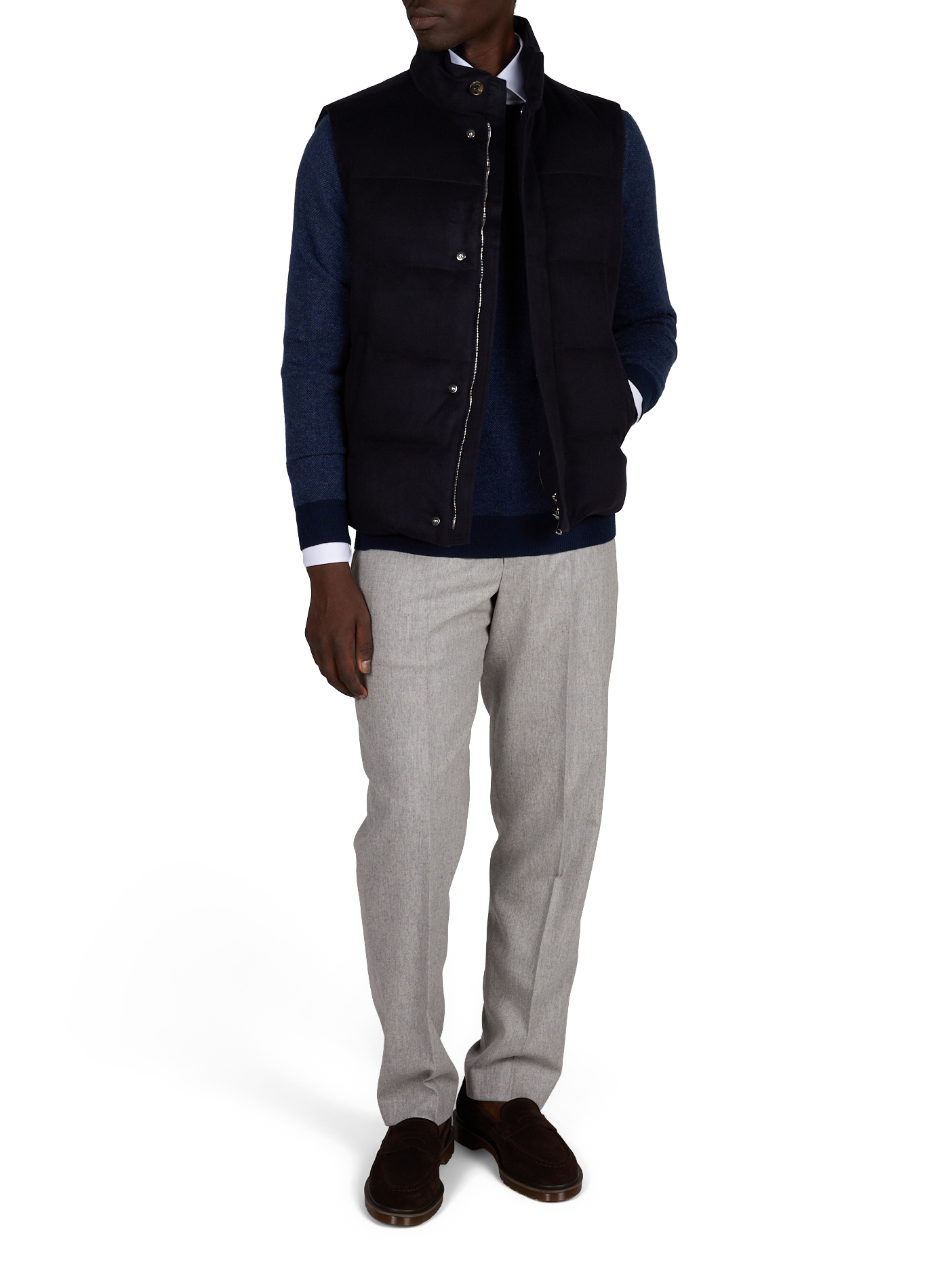 Sleeveless wool and cashmere vest AURELIEN Blue