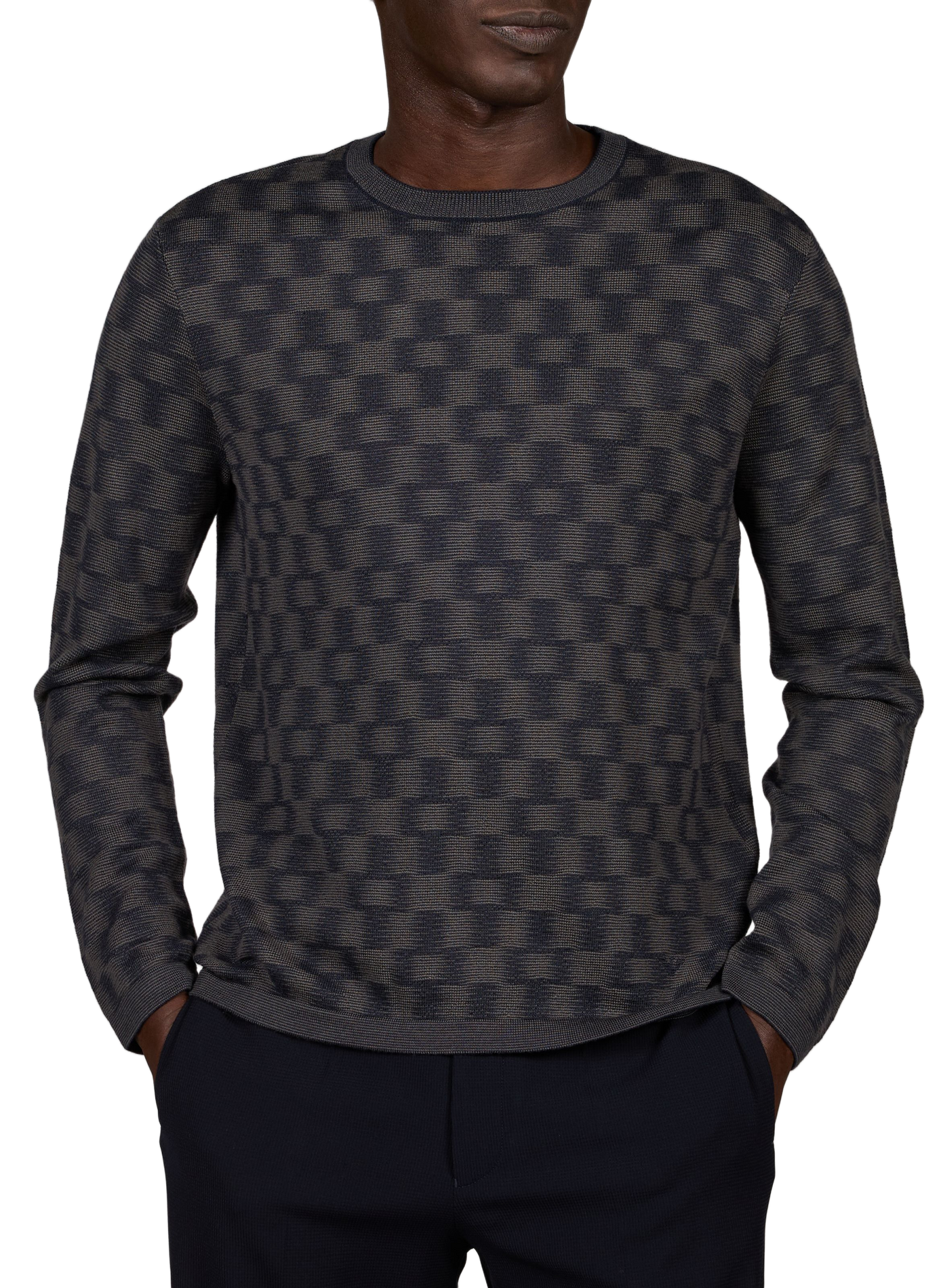Virgin wool patterned sweater EMPORIO ARMANI Blue