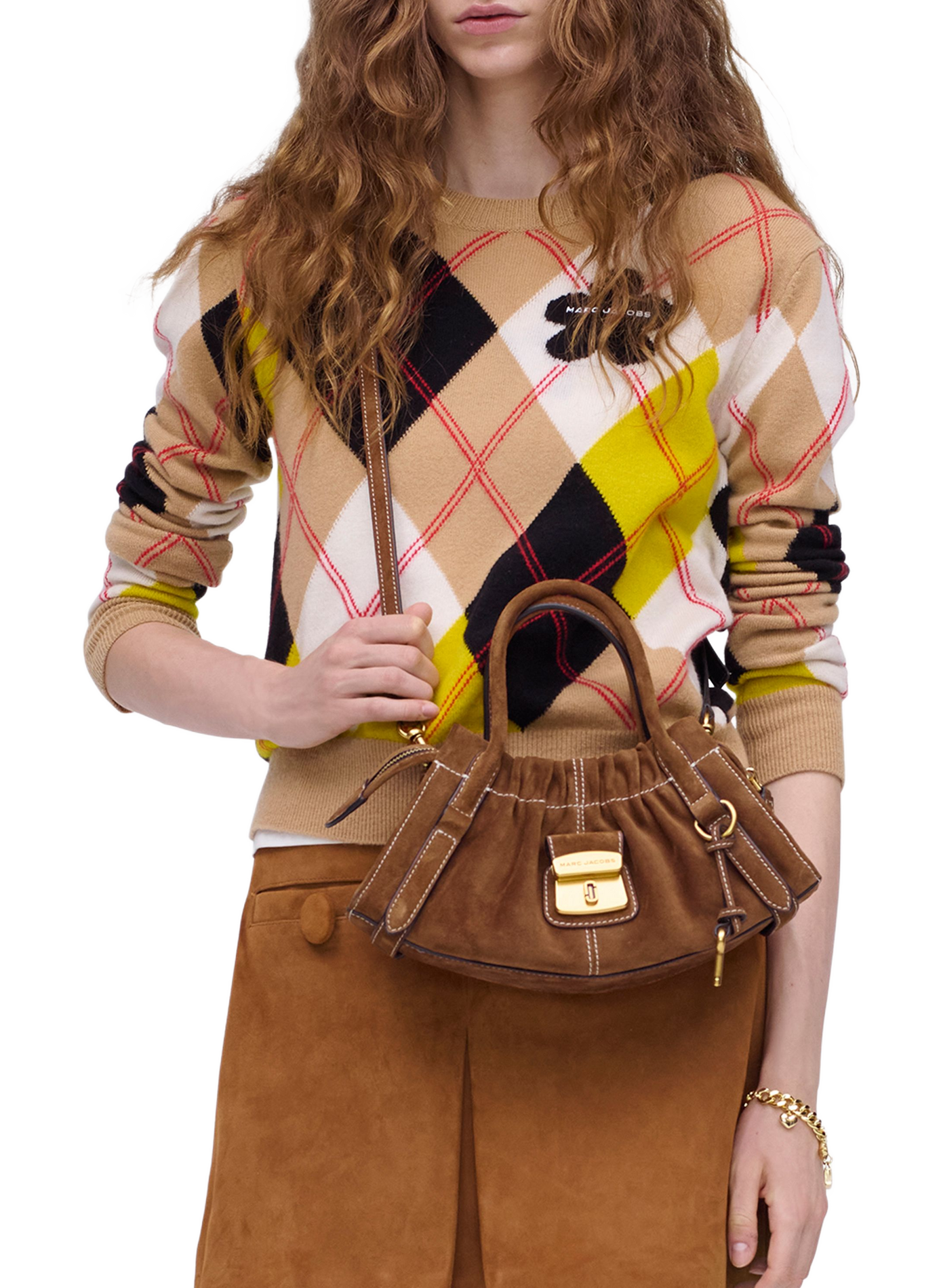 Handtasche Suede Cristina Small Satchel MARC JACOBS Braun