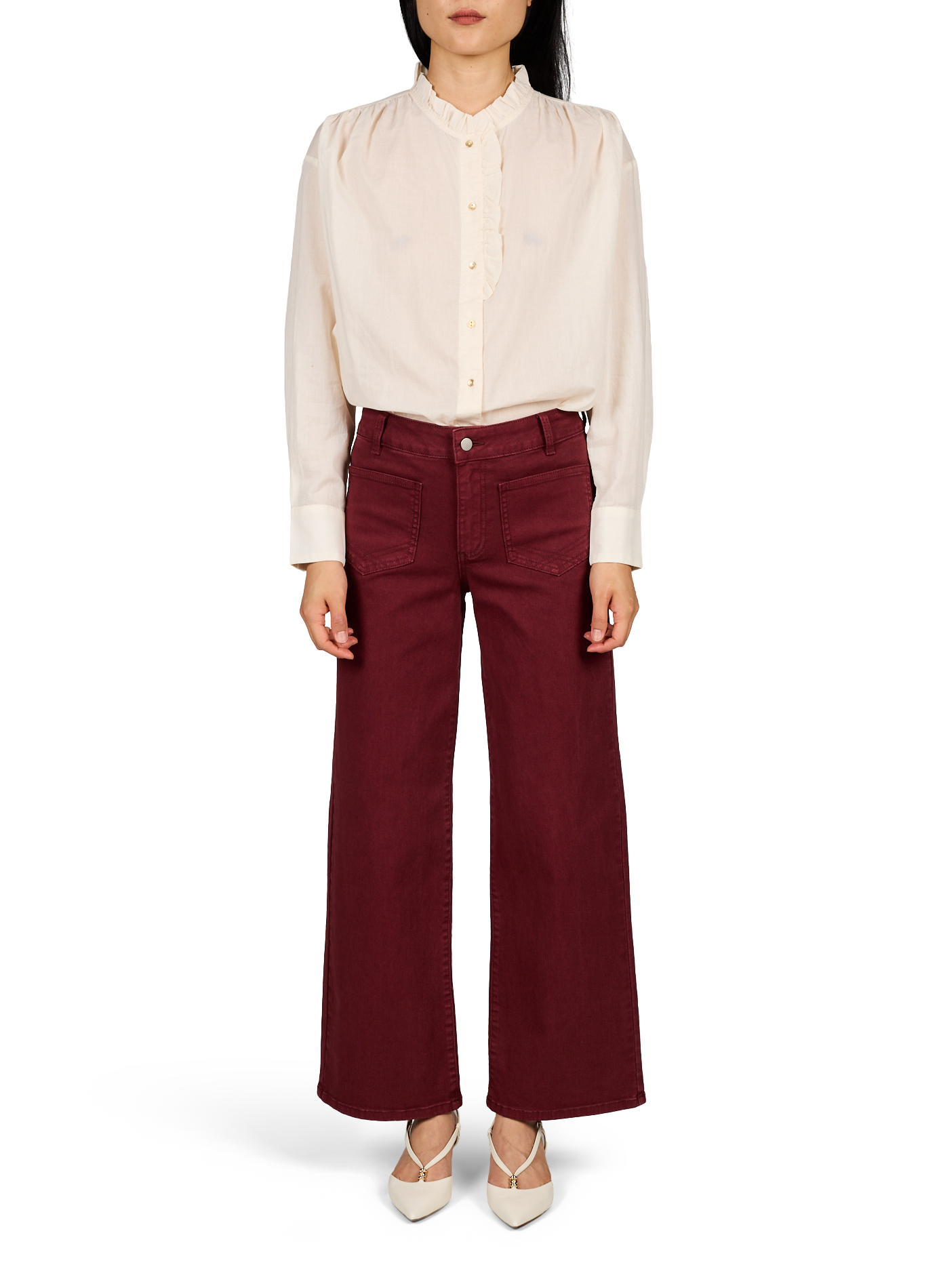 Fließende Baumwollbluse VILA Beige
