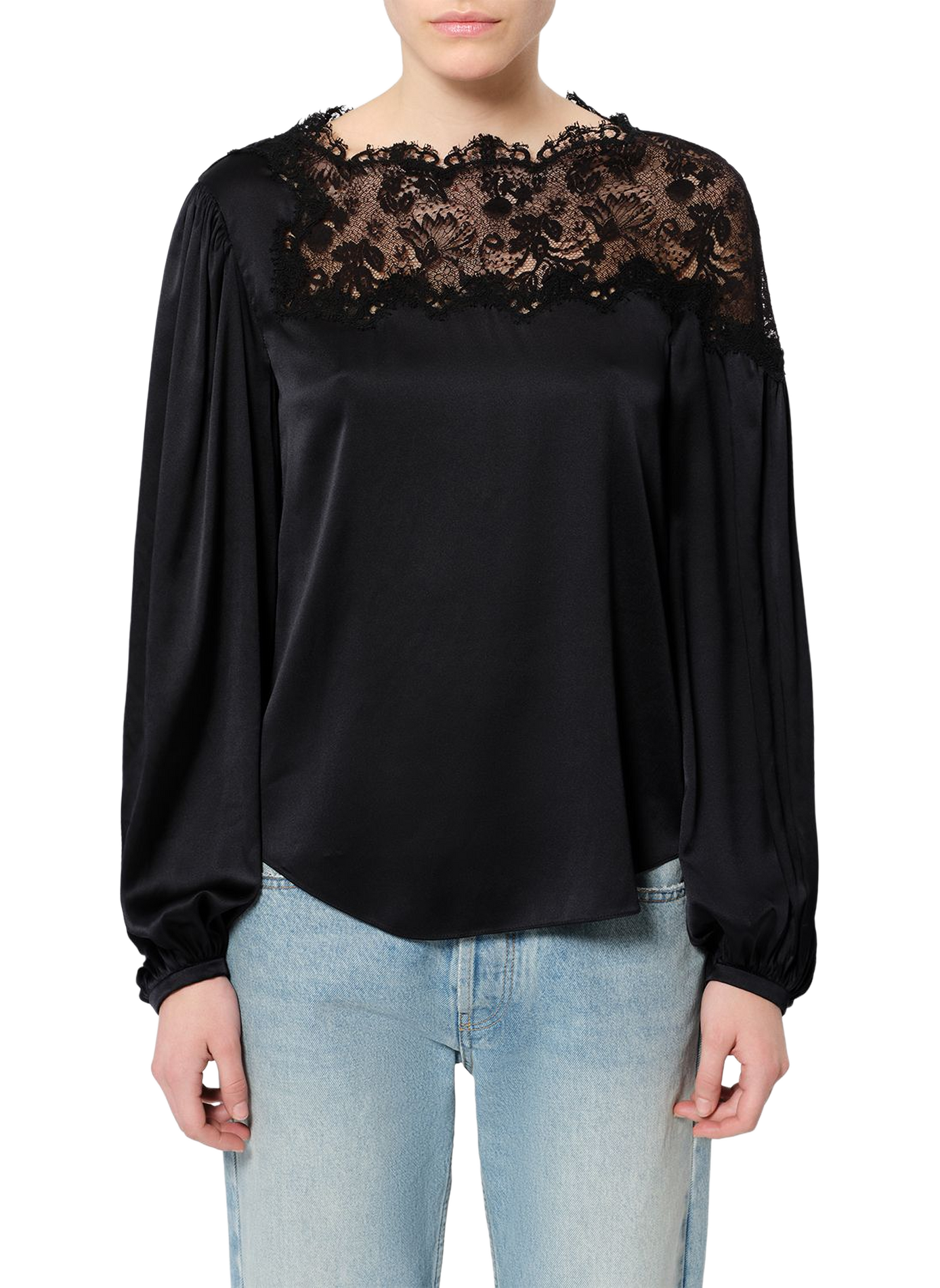 Blouse Azare van gemengde zijden kant ISABEL MARANT Zwart